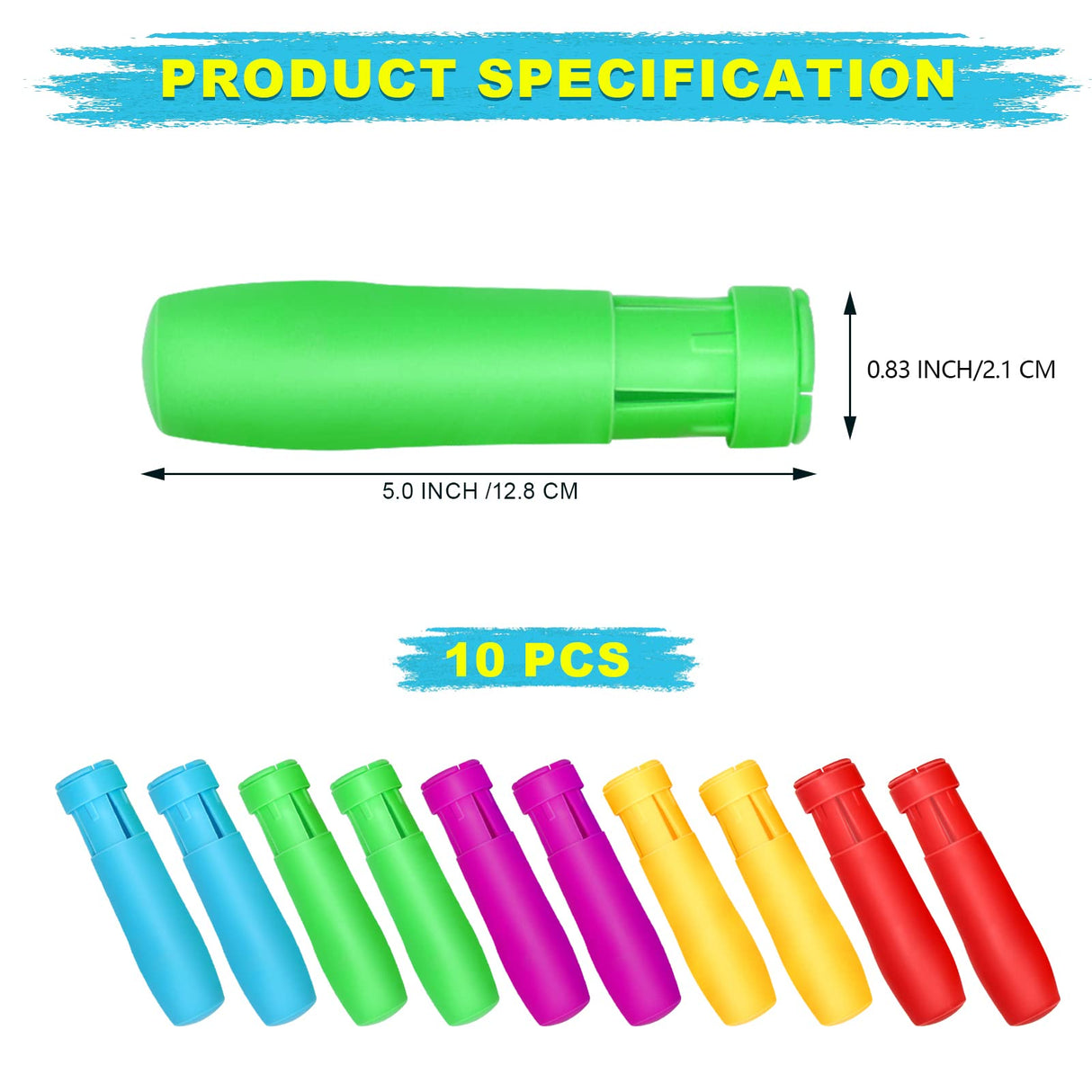 Windspeed Sidewalk Chalk Holder - 10 Pcs Railroad and Jumbo 1 Inch Plastic Holders for Kids, Teachers, Students, School, Office and Artists Windspeed