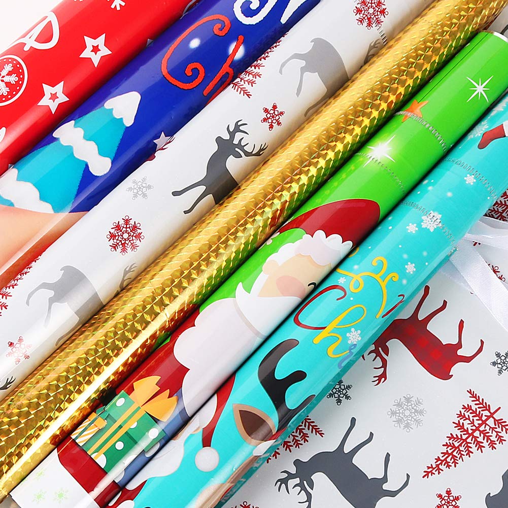 HRX Package Holiday Drawstring Gift Bags, 30pcs Christmas Foil Gift Wrapping Sacks Pouches for Xmas Presents Party Favor (Large Medium Small) HRX Package