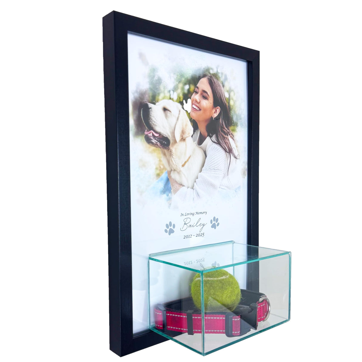 Perfect Cases Pet Memorial Display Case with 8x10 Photo Print and Display Case 7x4x4 Perfect Cases