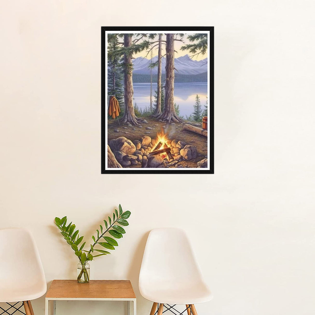 SKRYUIE 5D Diamond Painting Kits - DIY Landscape Crystal Craft, Forest Bonfire Cross Stitch Art for Wall Decoration - 12x16 inches SKRYUIE