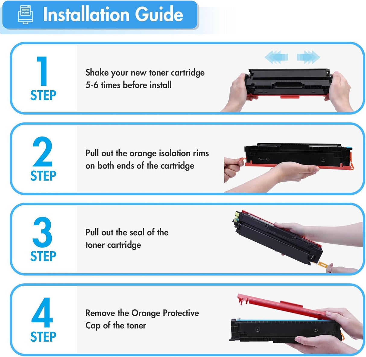TRUE IMAGE Compatible Toner Cartridge Replacement for HP 202X CF500X CF500A 202A Color Laserjet Pro MFP M281fdw M281cdw M254dw M281fdn 281fdw M254 M281 Toner Printer (Black Cyan Yellow Magenta 4 Pack) TRUE IMAGE