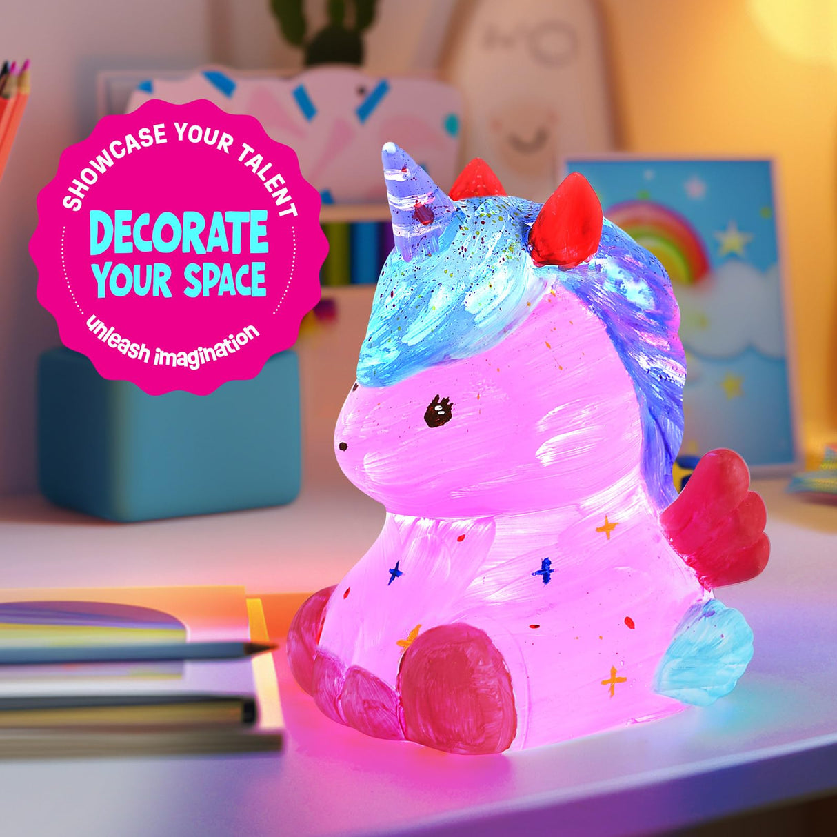 Paint Your Own Unicorn Lamp Kit, Art Supplies Arts & Crafts Kit, Painting kit for Kids 6-12, Arts and Crafts for Kids Ages 8-12, Toys Girls Boy Birthday Gift Ages 3 4 5 6 7 8 9 10 11 12+ LAOESE