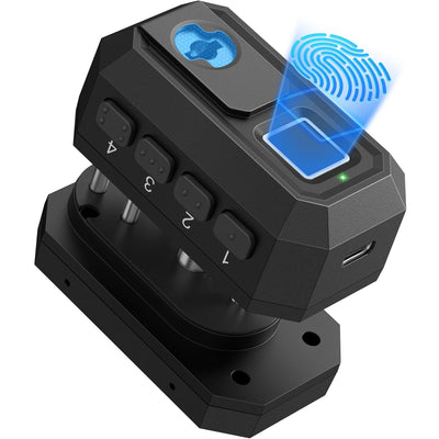 AINIRO Biometric Trigger Lock, Gun Trigger Lock for Rifles and Shotguns, Handguns, Quick-Access Gun Lock with Key, Keypad, Fingerprint; Shotgun Lock for Car, Bedside, Drawer