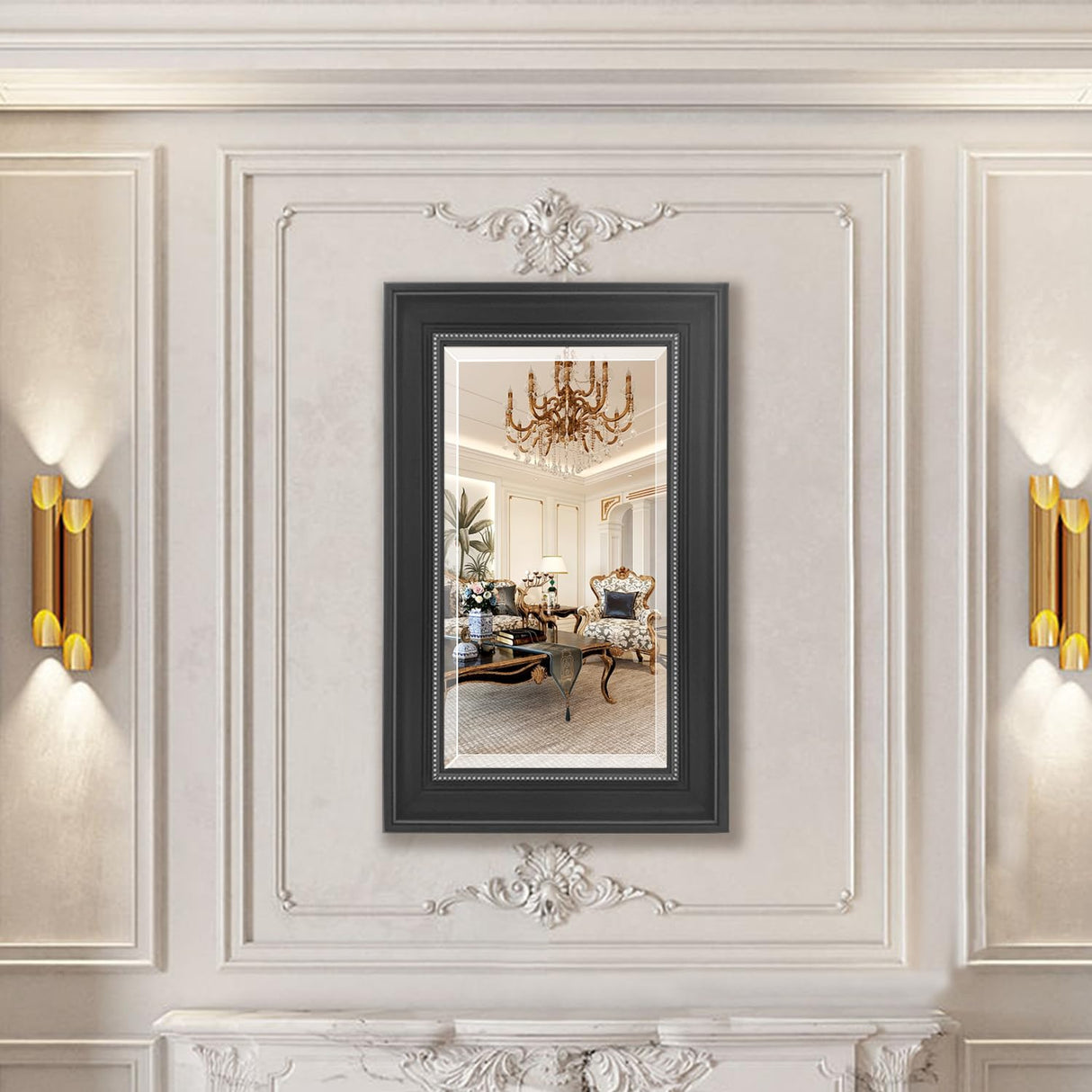 HESONTH 16"x26" Medicine Cabinet with Mirror Retro Bathroom Medicine Cabinet Organizer with Shelves Farmhouse Wall Mounted Hanging Rectangular Bathroom Mirror Cabinet Recess or Surface Mount HESONTH