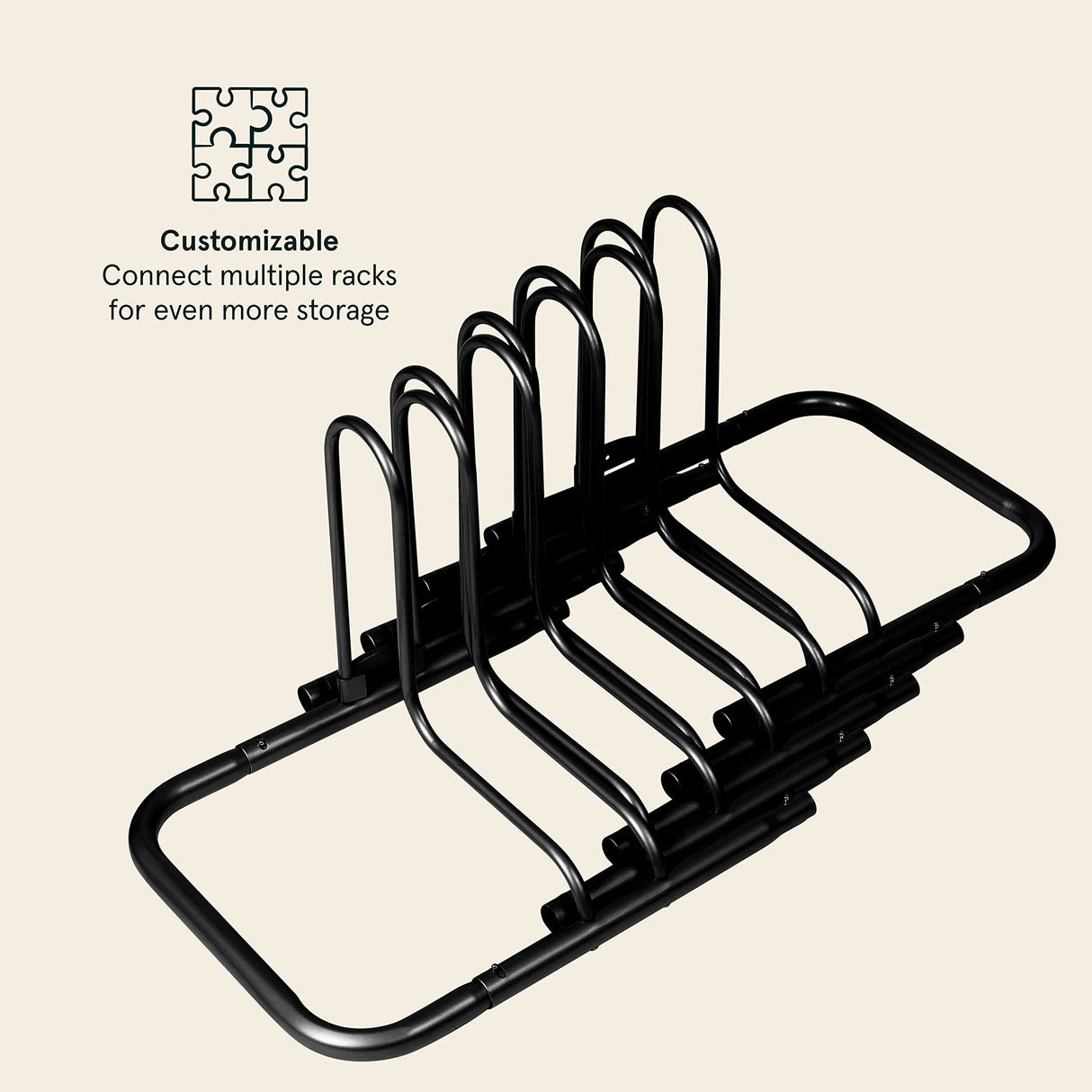 Retrospec Stash Rack 2, 4 & 5 Bike Floor Stand Bicycle Storage Organizer for Mountain Bike, Road Bike, Weather Resistant Fine Powder Steel Coating Fits Wheels up to 3", Black, 5 Bike Retrospec