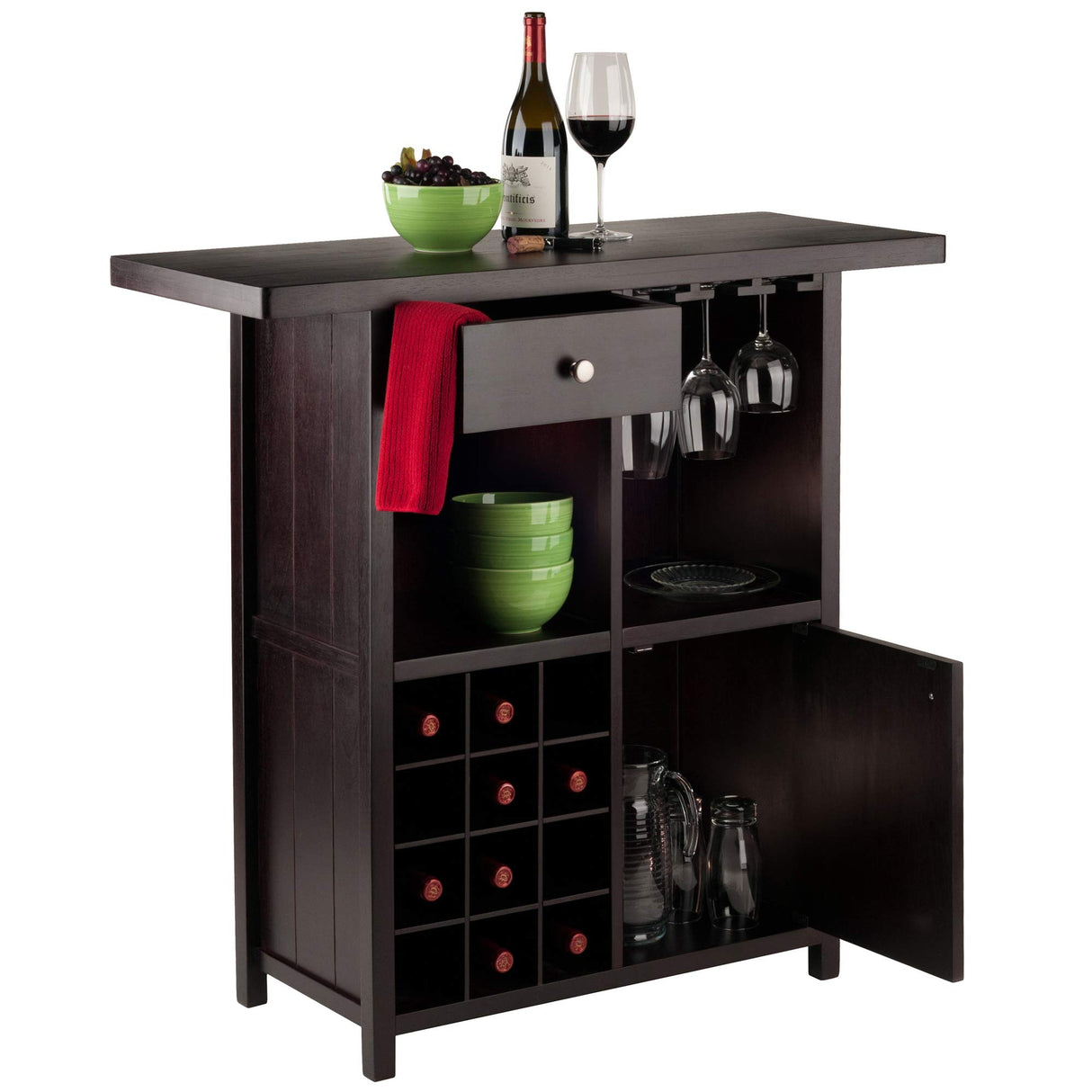 Winsome Macon Bar Wine Cabinet, Espresso Winsome