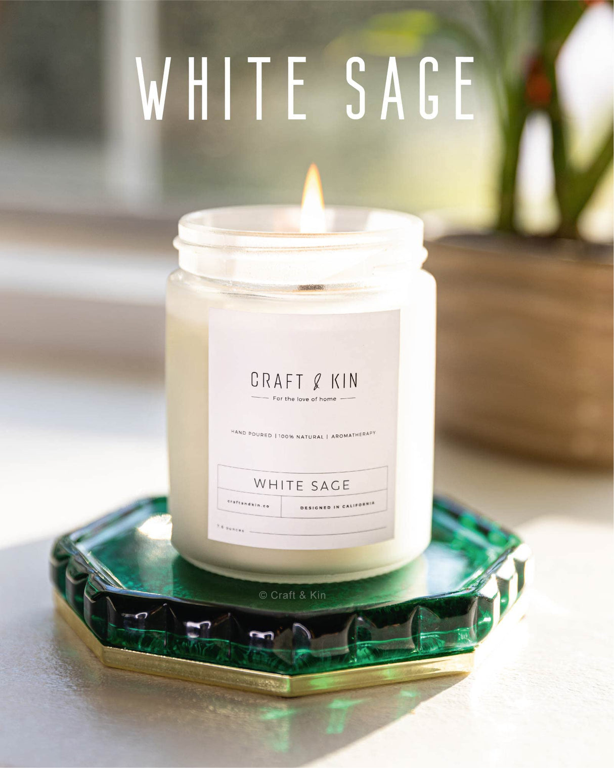 White Sage Candles | Sage Candles for Cleansing House | Summer Candle, Wood Wicked Candles | 8 oz 45 Hour Burn, Scented Candles for Home Scented Candle Sage, Soy Candles, Masculine Candle Craft & Kin