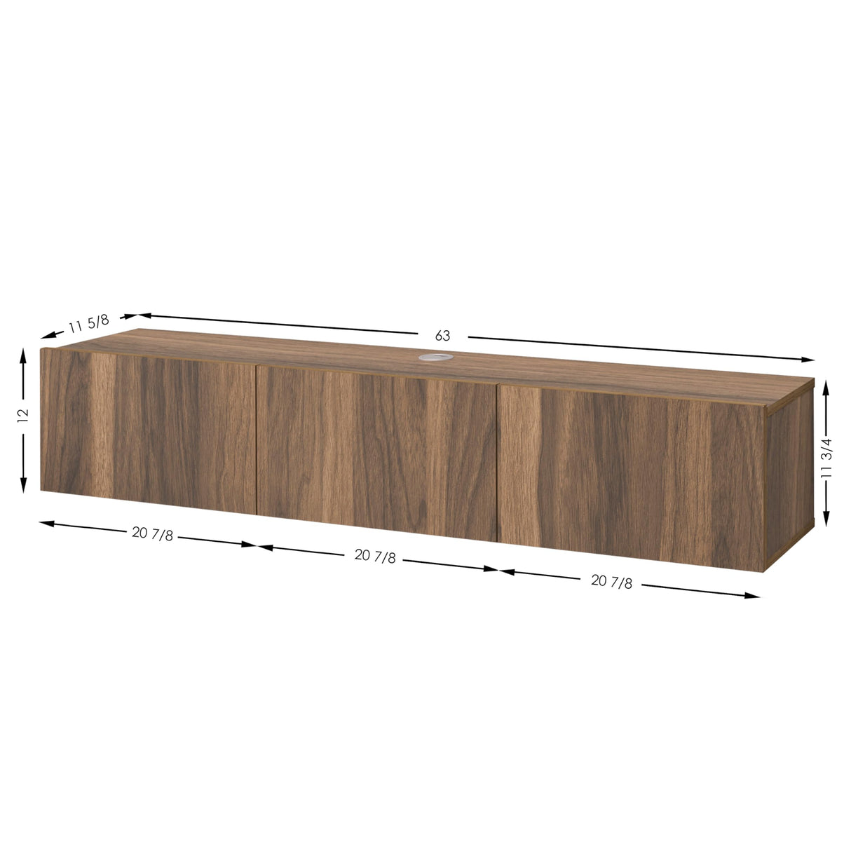 Atelier Mobili Walnut Floating TV Stand for 75 inch TV, Floating Media Console, Floating Entertainment Center, Wall Mounted TV Stand ATELIER MOBILI THE LEADER OF THE INTERCHANGEABLE FURNITURE