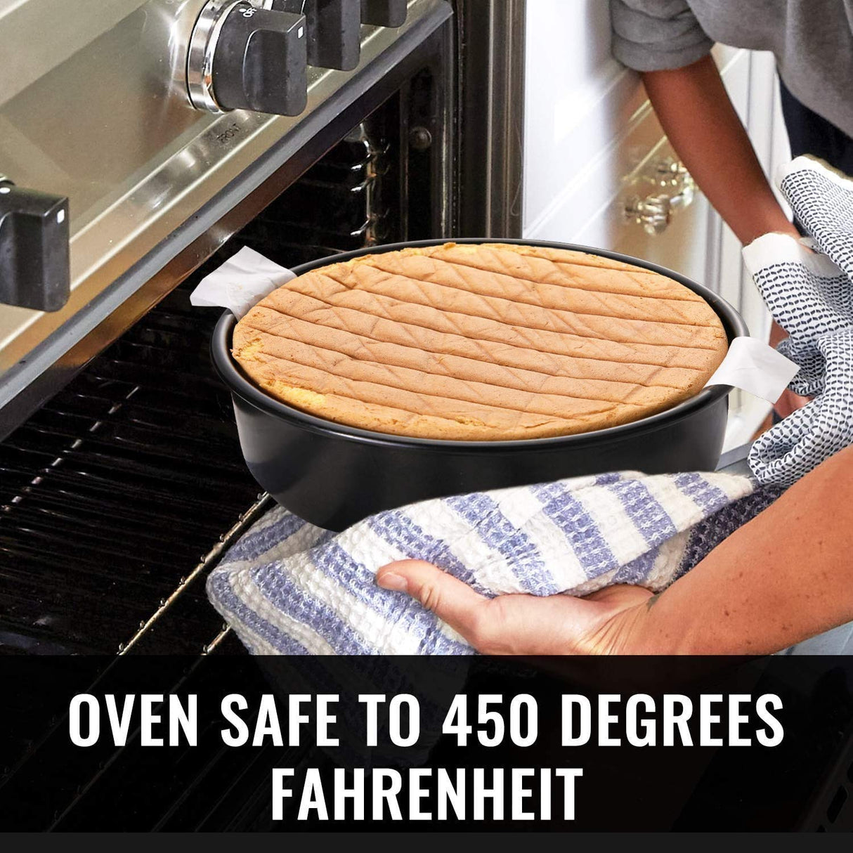 HIWARE 8-Inch Round Cake Pan Set of 3, Nonstick Baking Cake Pans with 90 Pieces Parchment Paper, Dishwasher Safe HIWARE