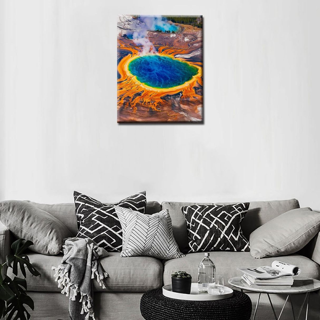 Colorful Yellowstone Paint by Numbers Kits 16x20 inch Grand Prismatic Spring Canvas DIY Oil Painting for Kids, Adults Beginner America National Park Paintwrtwork with Brushes, Girl Gift(Frameless) Tucocoo