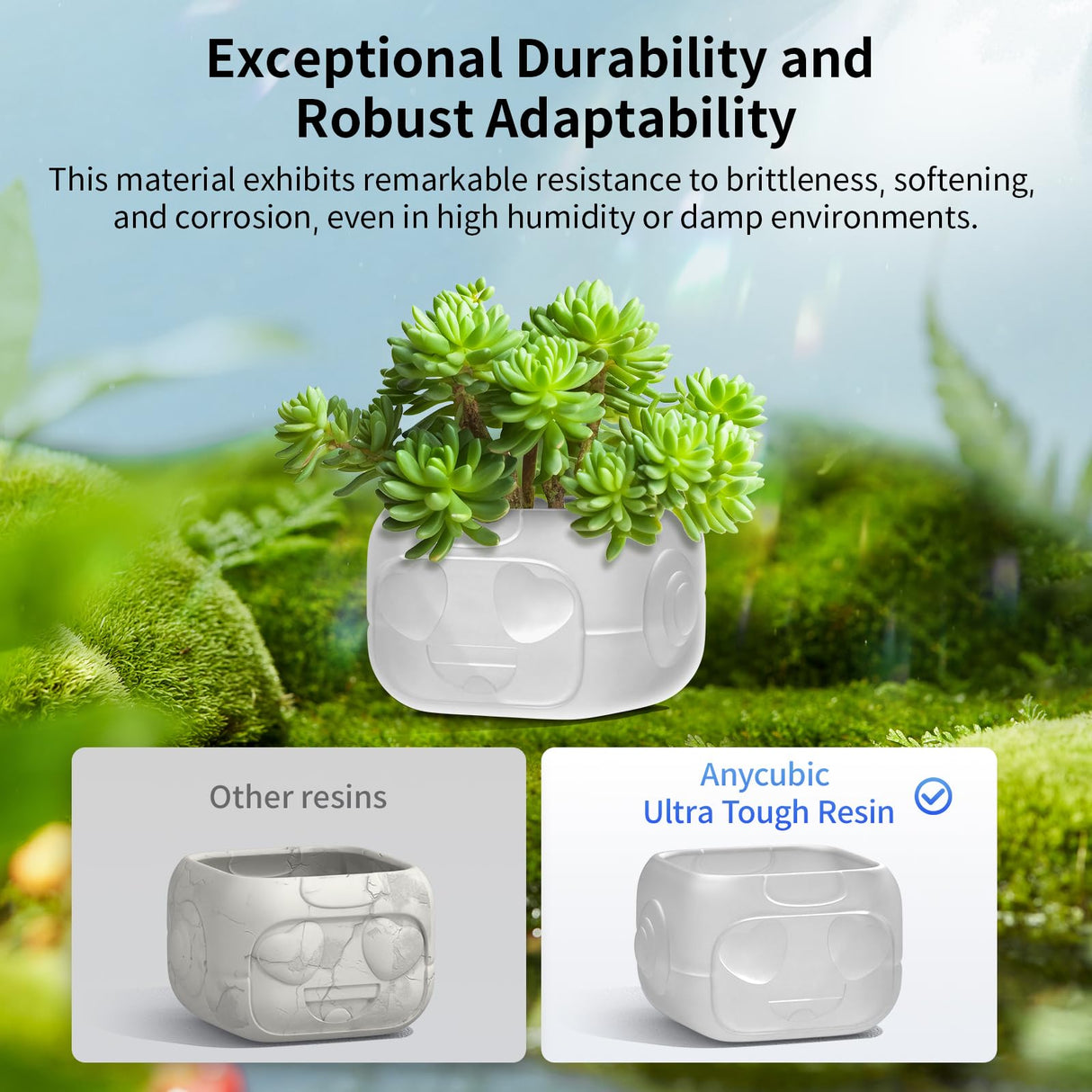 ANYCUBIC Ultra Tough Resin, 3D Printer Resin with Strong Impact Resistance and High Flexibility, Suitable for Direct Use or as an Additive, Wide Compatible for LCD Resin 3D Printers (Clear, 1kg) ANYCUBIC