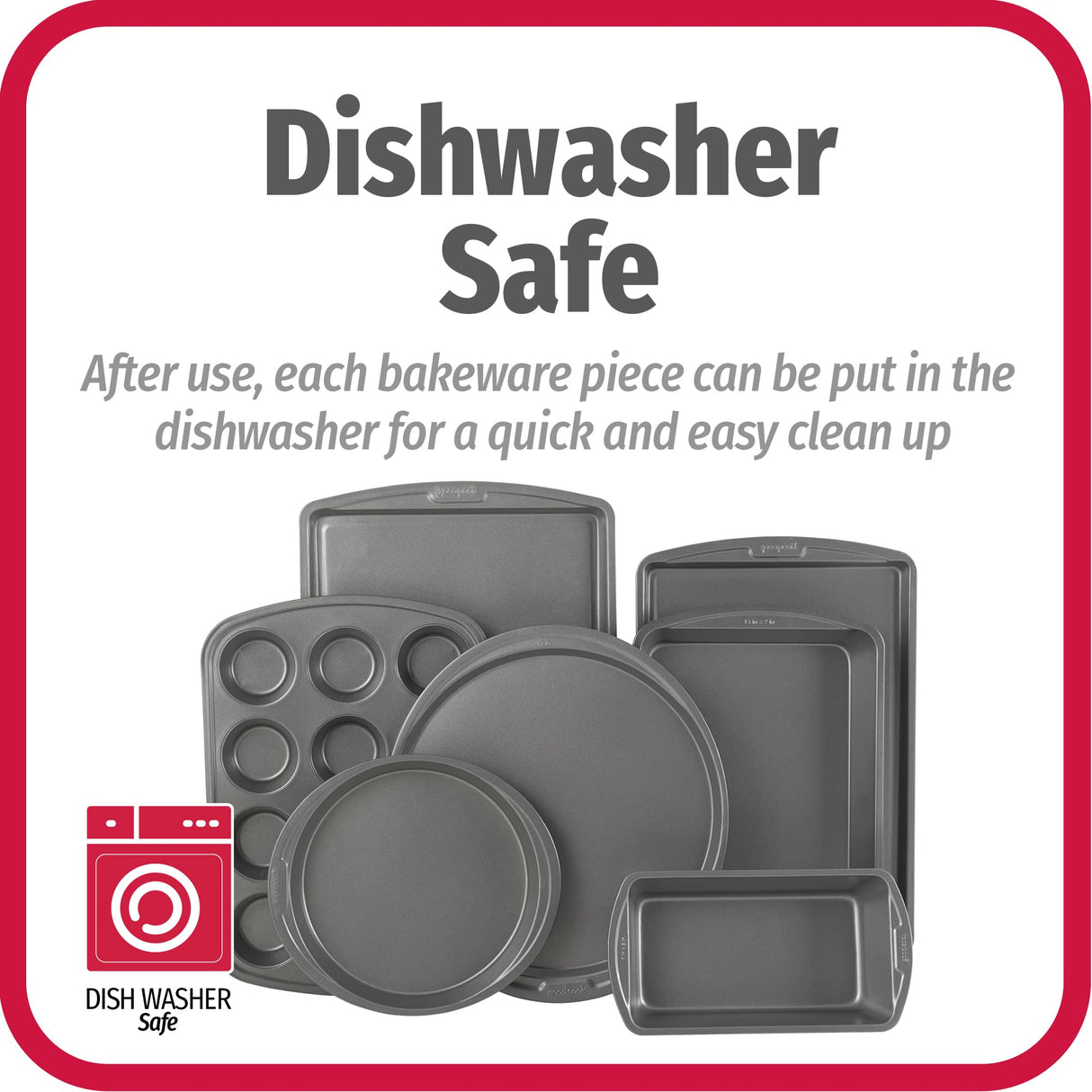 GoodCook Everyday 7-Piece Non-Stick Bakeware Set – 2 Cookie Sheet Pans, Round Cake Pan, Loaf Pan, Pizza Pan, Bake & Roast Pan, 12-Cup Muffin Pan - Baking Supplies, Baking Pans Set GoodCook