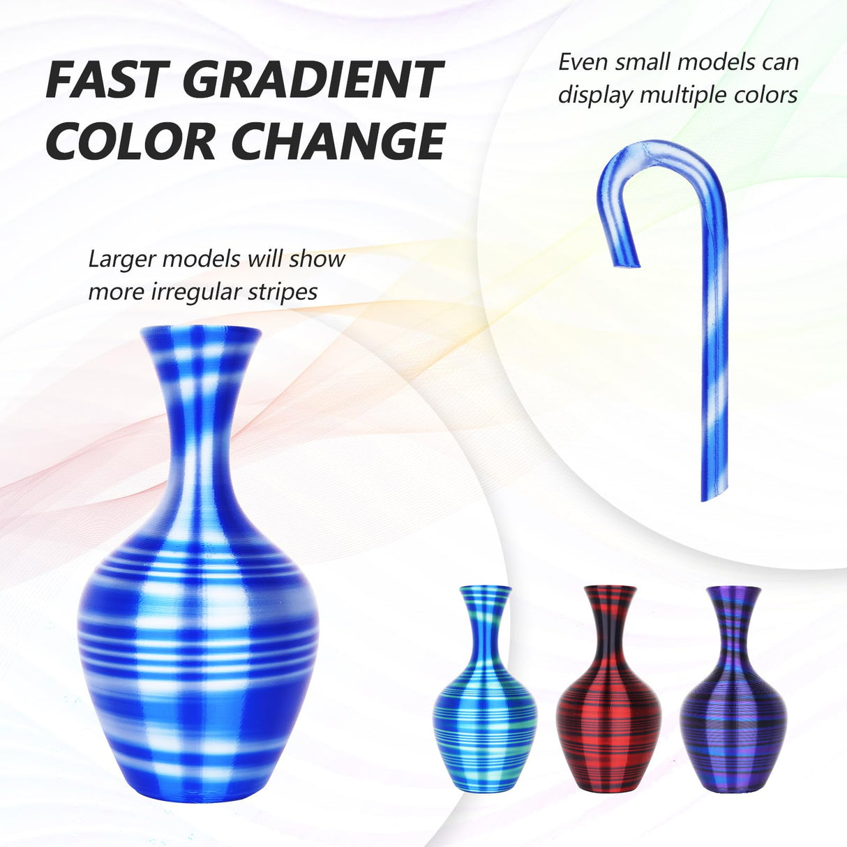 AMOLEN Silk PLA 3D Printer Filament Bundle, Shiny Multicolor Rainbow PLA Filament 1.75mm Pack, Fast Color Change PLA 3D Printing Filament for Most FDM 3D Printer, 200g X 4 Spools AMOLEN