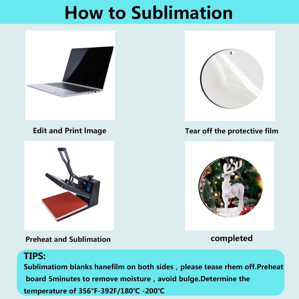 45 Pcs 2.75 inch Sublimation Keychains Blanks Round Ornaments MDF Double Side Sublimation Blanks Ornaments Christmas Products Bulk Sublimation Blanks AiDiYGECO