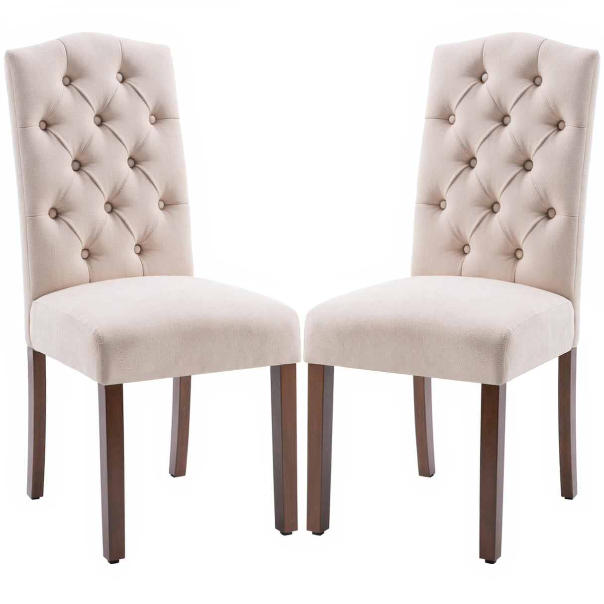 Tufted Upholstered Parsons Dining Chair Set Fabric Diner Accent Stylish Modern Kitchen Living Room with Button Sturdy Solid Wood Legs SNUGWAY