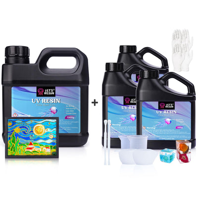Bundle Set of LET'S RESIN 1500g and 1000g UV Resin