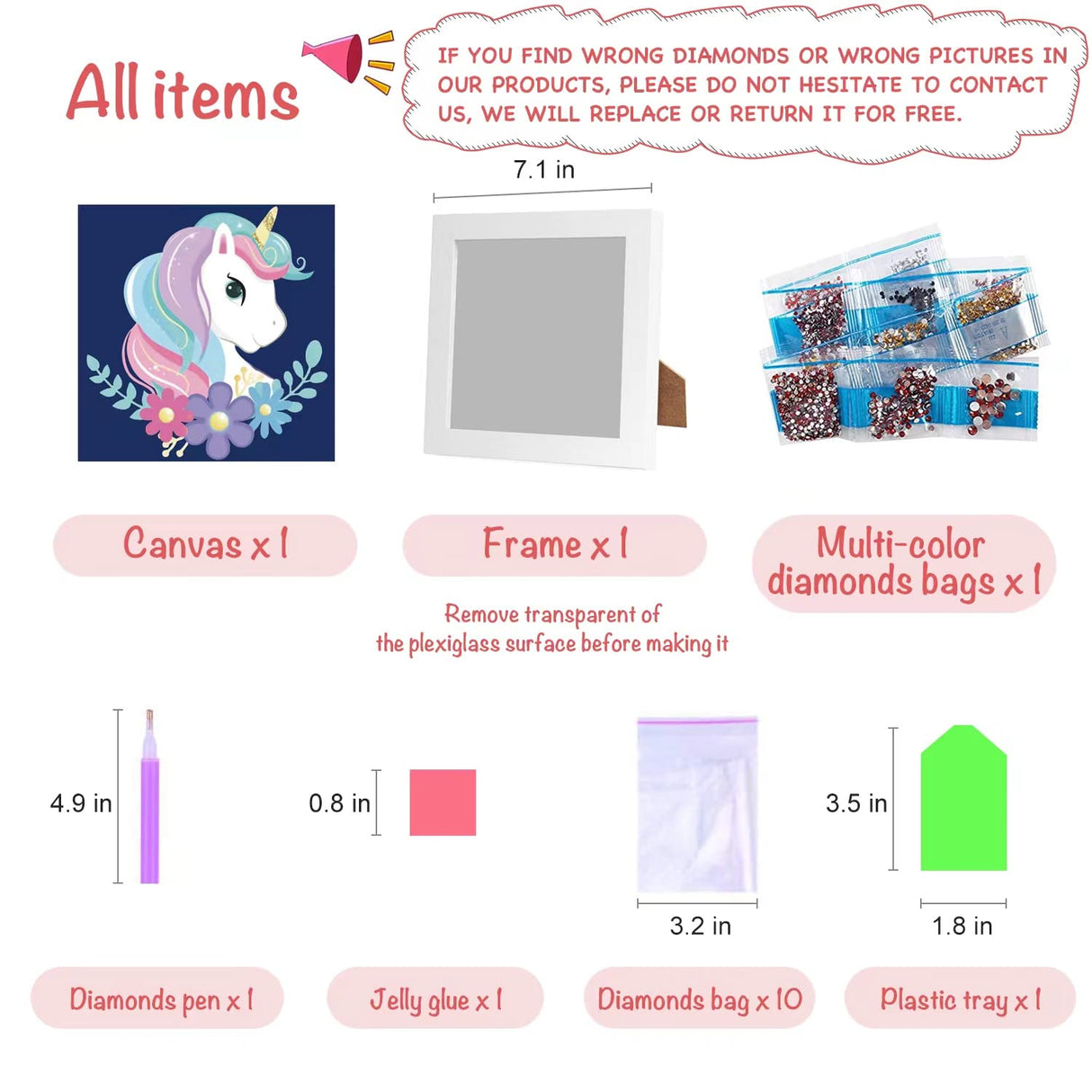 Craftoy 5D Diamond Painting Kits for Kids 7.1‘’ X 7.1‘’ Wooden Frame Diamond Arts and Crafts for Kids Mosaic Gem Stickers by Number Kits DIY Painting Arts Crafts Supply Set Embroidery Gift (F-Unicorn) Craftoy