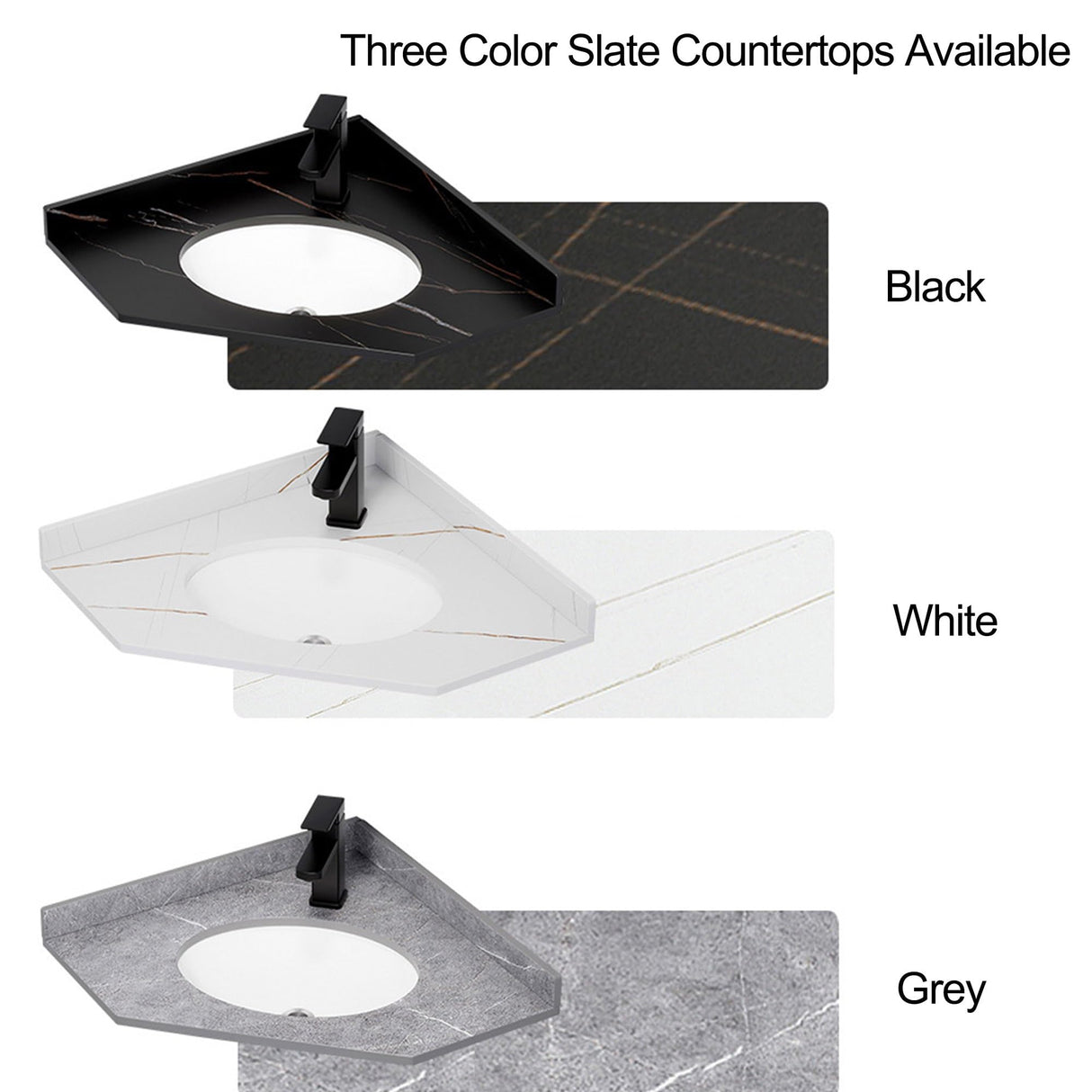 Small Corner Bathroom Cabinet Vanity With Sink Floating Vanity Bathroom Narrow Depth Vanities Lavamanos de Baño Modernos with Top,Hot & Cold Faucet Combo,Storage Space,for Small Space Black/White/Grey JOSIAHCQ