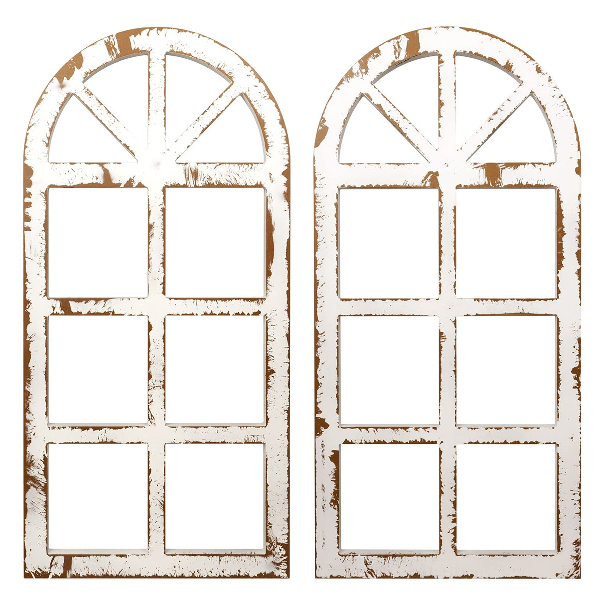 Toppay 2-Pack Distressed Arched Cathedral Window Frame Wall Decor, Antique White, 32 inchx16 inch Toppay