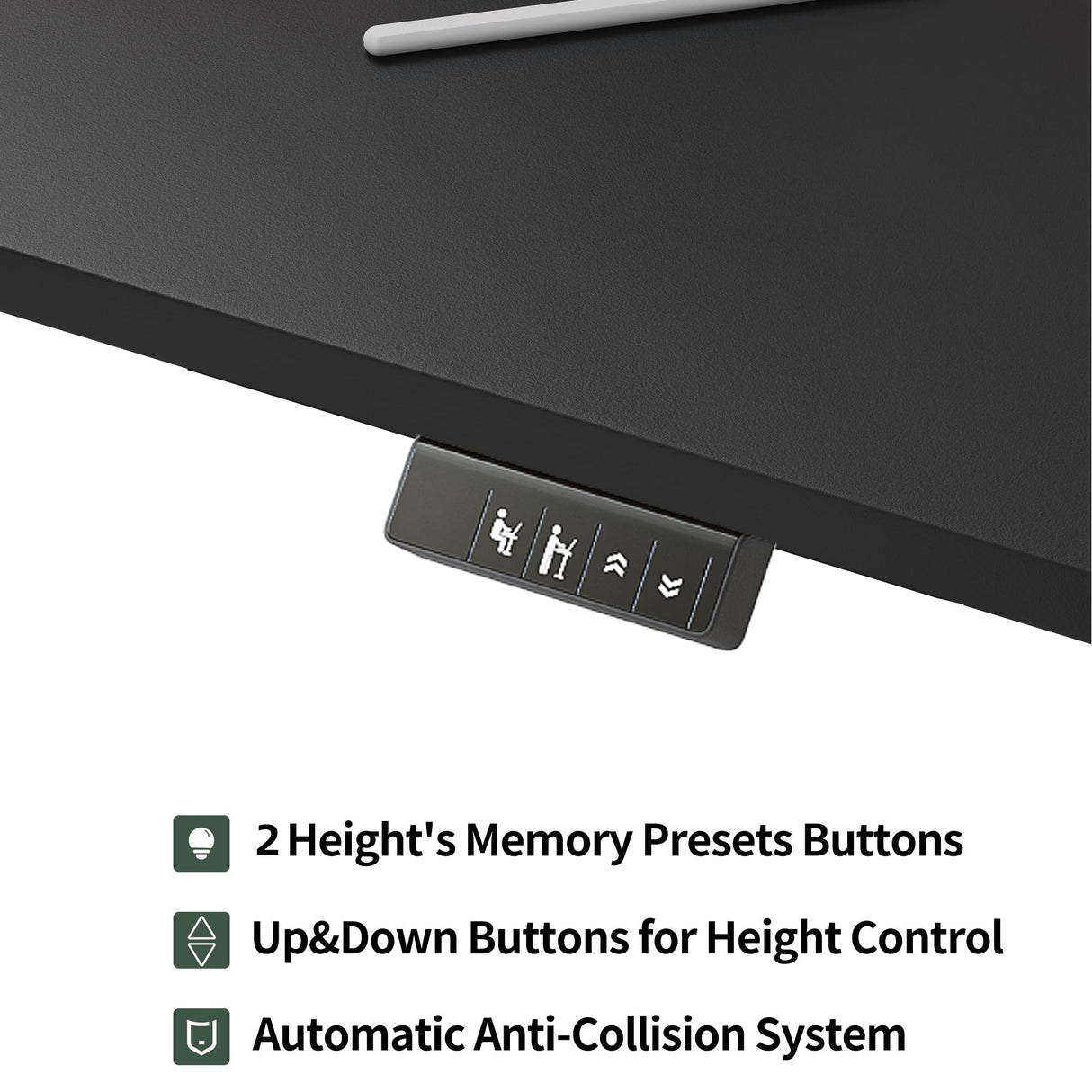 TIQLAB Standing Desk, 47 x 24 inch, Electric Height Adjustable, Black Frame/Black Top, 20001 TIQLAB