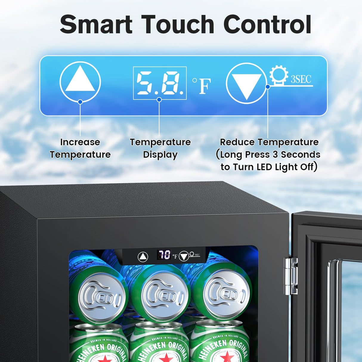 Electactic 24 Cans Beverage Refrigerator Cooler, Mini Fridge Countertop Drink Cooler for Soda, Canned Beer, Adjustable Digital Temperature Control for Home Dorm Office, Black Electactic