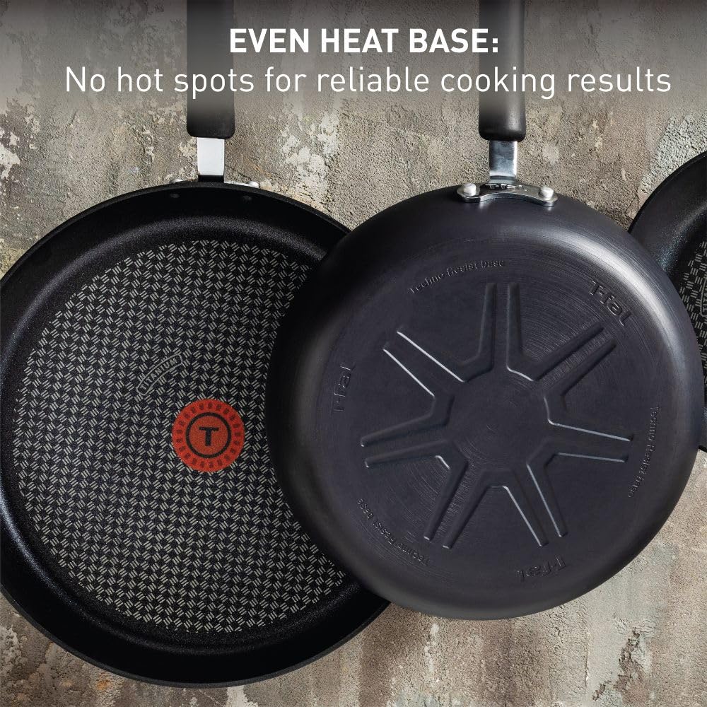 T-fal Ultimate Hard Anodized Nonstick Cookware Set 17 Piece, Oven Broiler Safe 400F, Lid Safe 350F, Kitchen Cooking Set w/ Fry Pans, Saucepans, Saute Pan, Griddle, Pots and Pans, Dishwasher Safe Black T-Fal