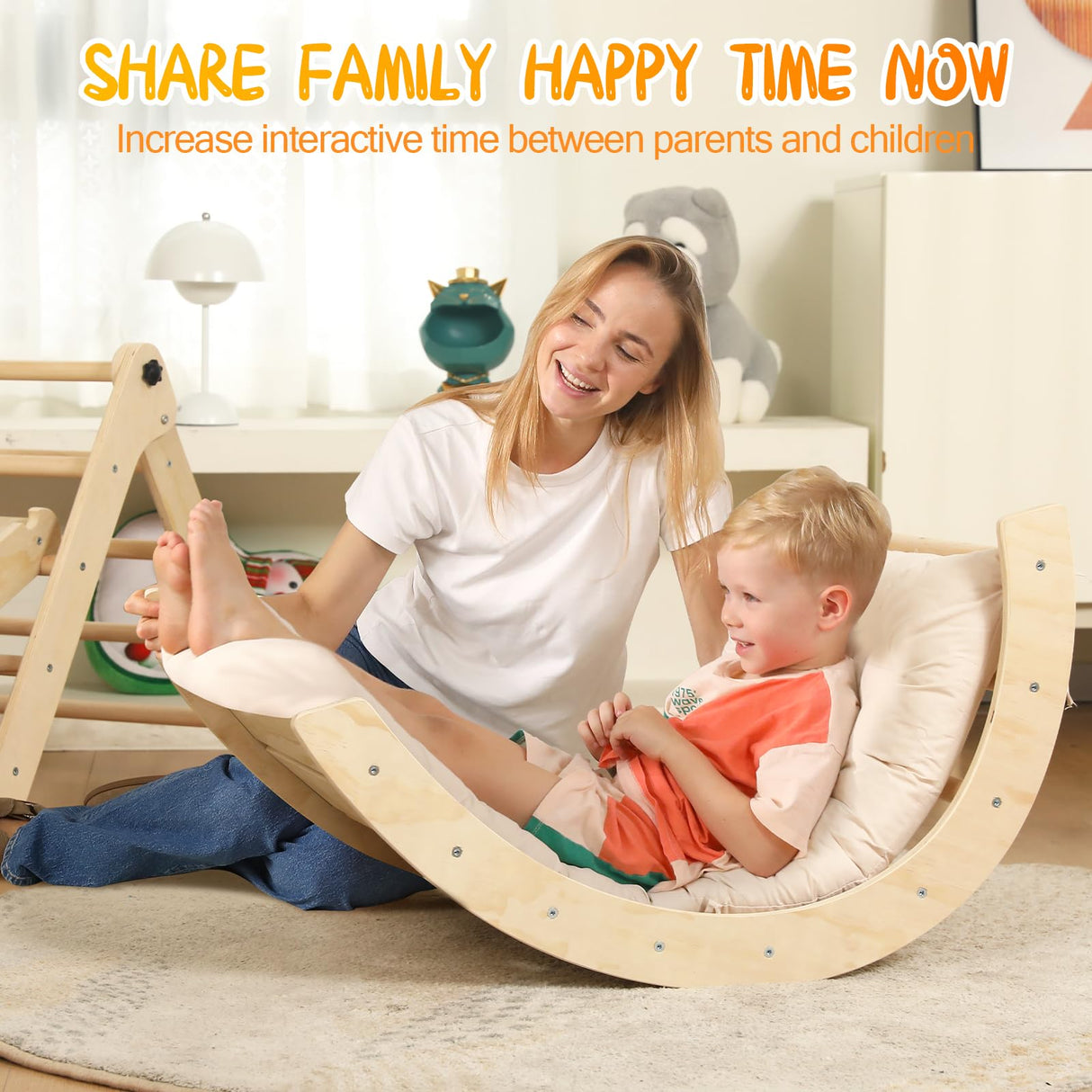 Pikler Triangle Set with Cushion, 7 in 1 Toddler Climbing Toys Indoor, Montessori Foldable Climbing Set, Wooden Climbing Toys for Toddlers 1-3 Inside with Ramp, Arch and Ladder (Nature Wood) Yopnoyik