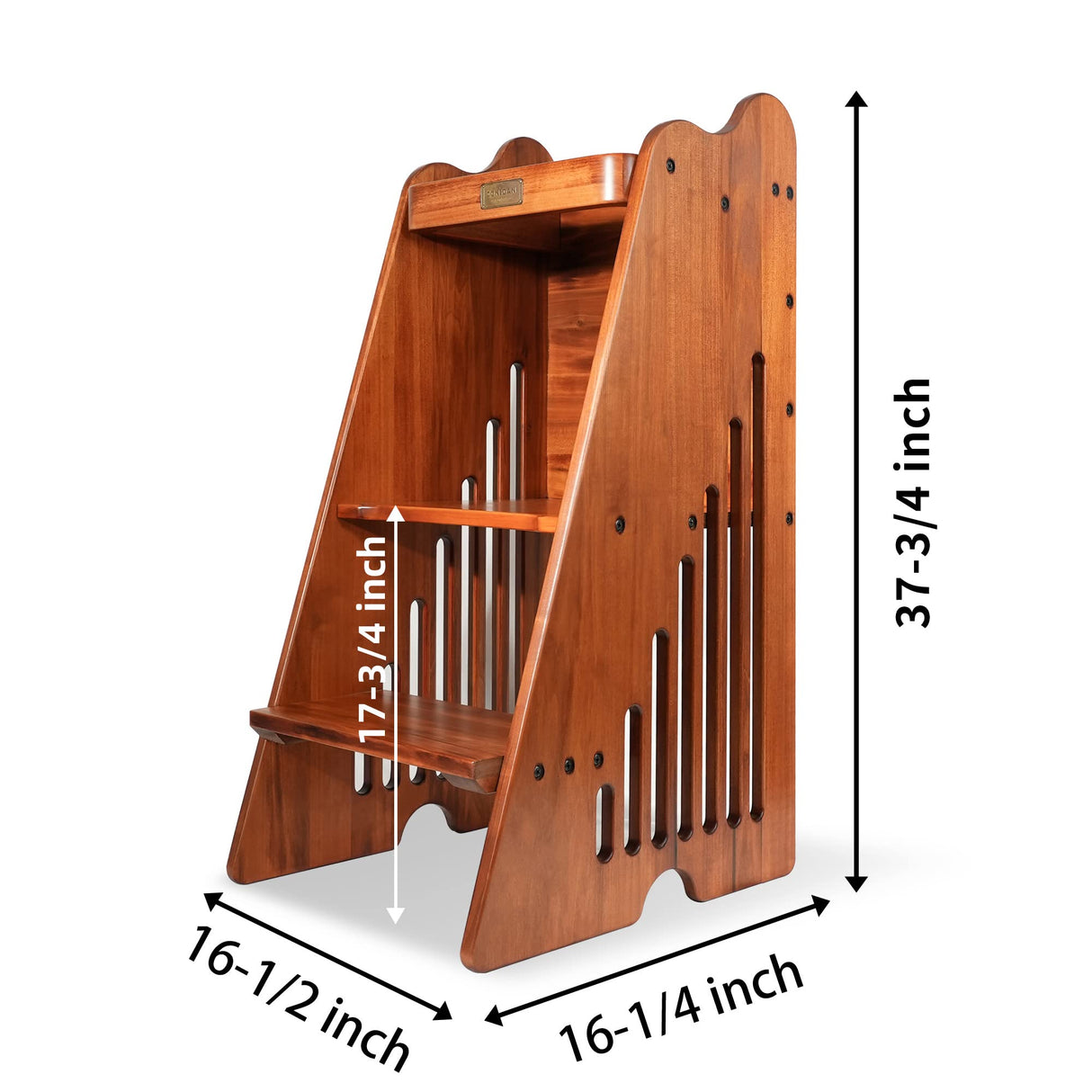 CONSDAN Toddler Tower, USA Grown Solid Hardwood, Kitchen Step Stool for Toddlers, Kids Standing Tower Kitchen Toddler Learning Stool, Kitchen Stool with Safety Rail for Kitchen Counter CONSDAN