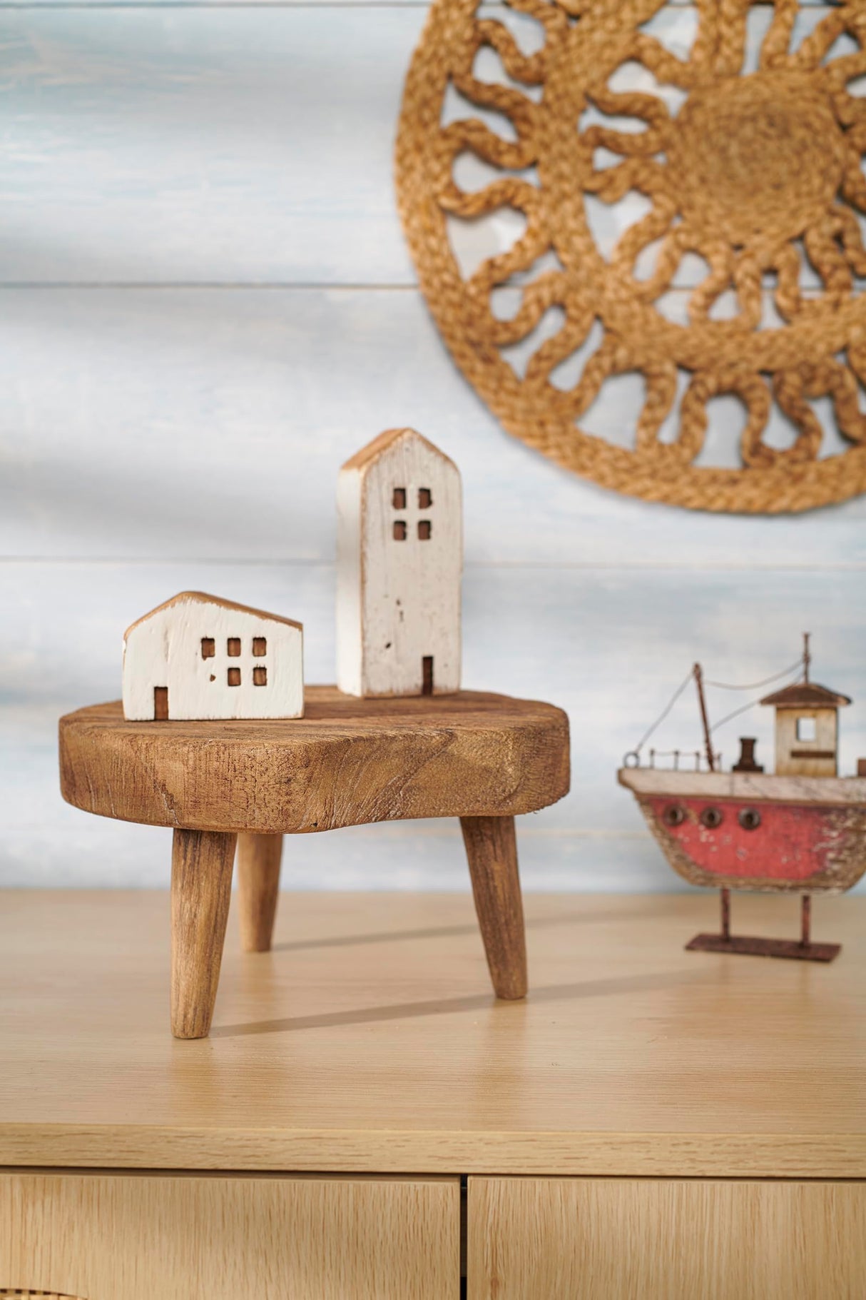 Primitives by Kathy Set of 3 Rustic Wooden House Figurines Primitives by Kathy