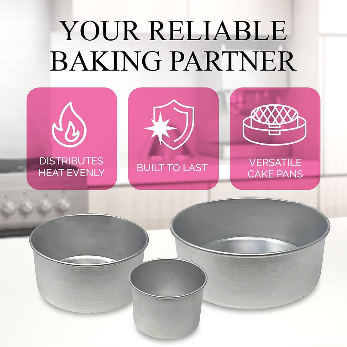 Aunt Shannon's Kitchen Tall Round Cake Pans - 4-inch, 6-inch, 8-inch Cake Pan Set for 3-Tiered Cake - Aluminum Cake Pans Sets for Baking Wedding or Birthday Cakes and More Aunt Shannon's Kitchen