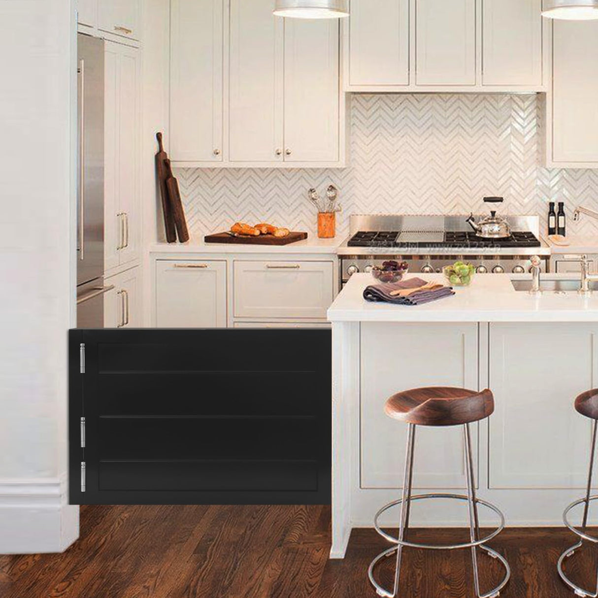 Swinging Door, Solid Wood Swinging Door with 3 Spring Hinges, Interior Dutch Door for Hallway Kitchen Bar Pub Entrance Partition, 35.4x23.6inch / Black DouSeiAi