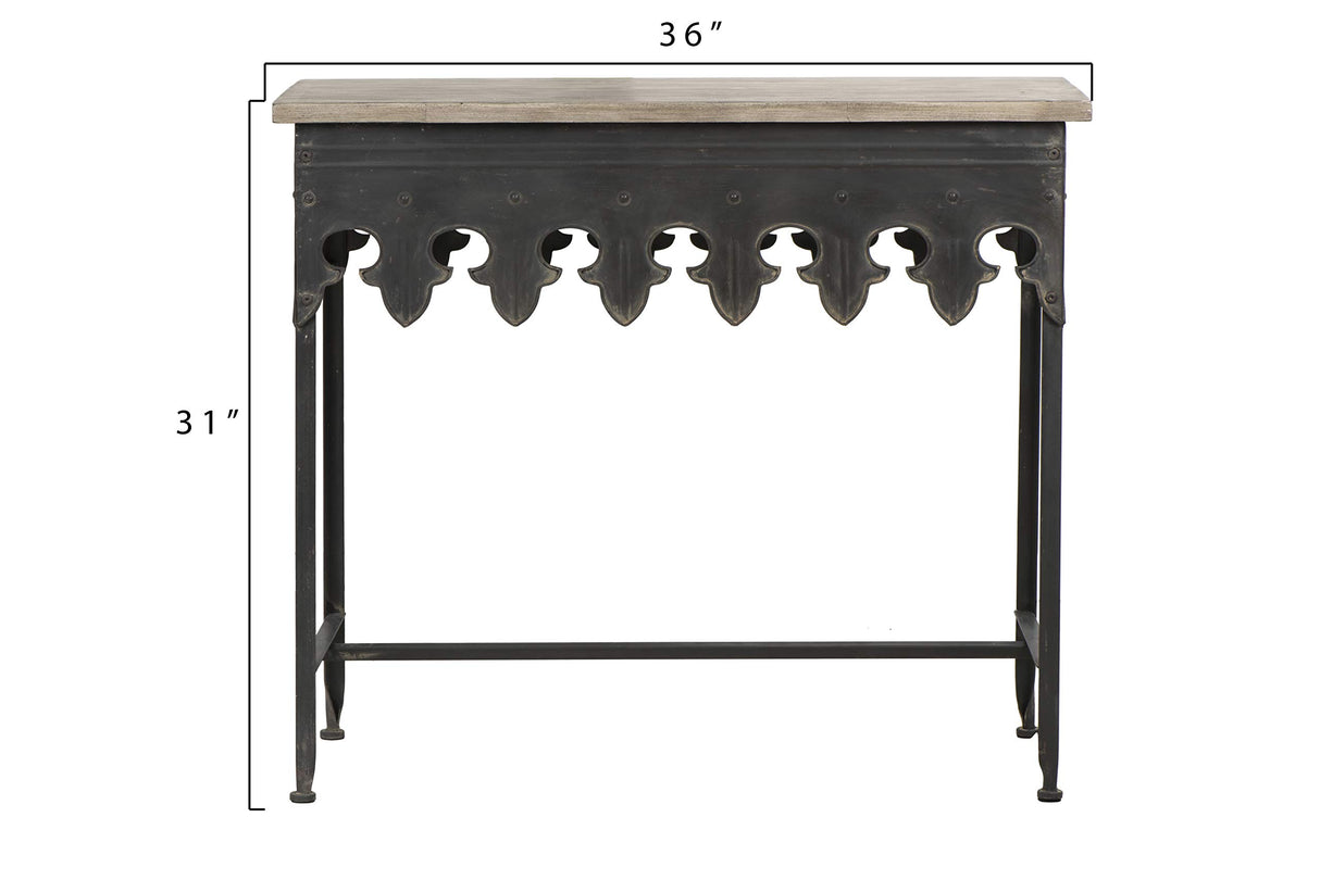 Creative Co-Op Rustic Farmhouse Metal Console Table with Solid Wood Top, Distressed Grey Creative Co-Op