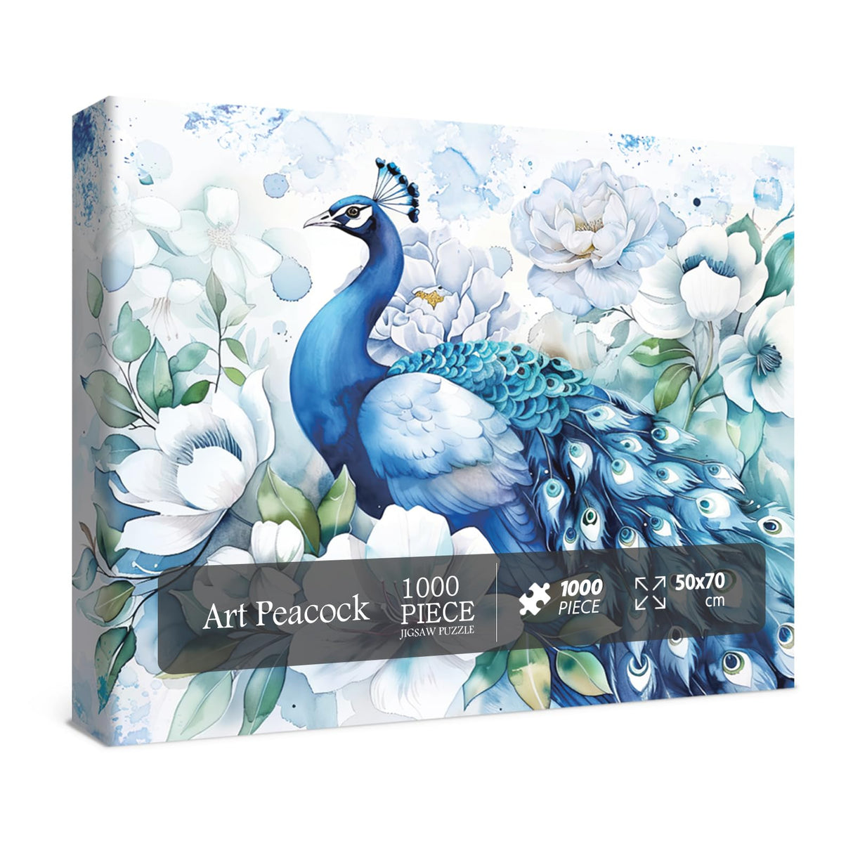 Blue Peacock Puzzles Flower Puzzle for Adults 1000 Pieces, Beautiful Bird Art Jigsaw Puzzles 1000 Pieces Nature Puzzle, Fantasy Green Peacock Painting Puzzle BBOLDIN