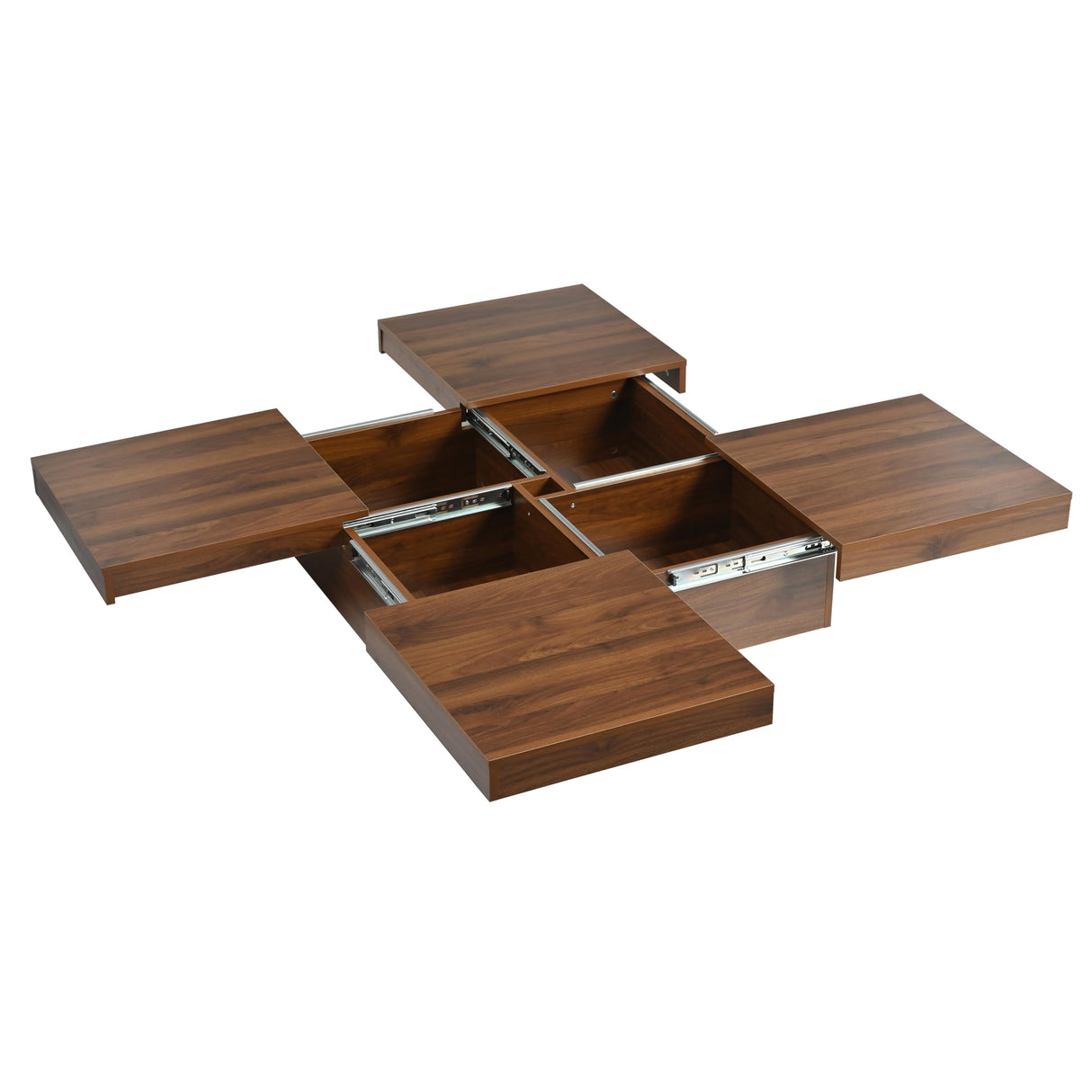 Merax 39.4'' Square Coffee Table, Sliding Top with Ample Storage, Walnut Grain Veneer Finish Modern Center Tables for Living Room Apartment, Walnut Merax