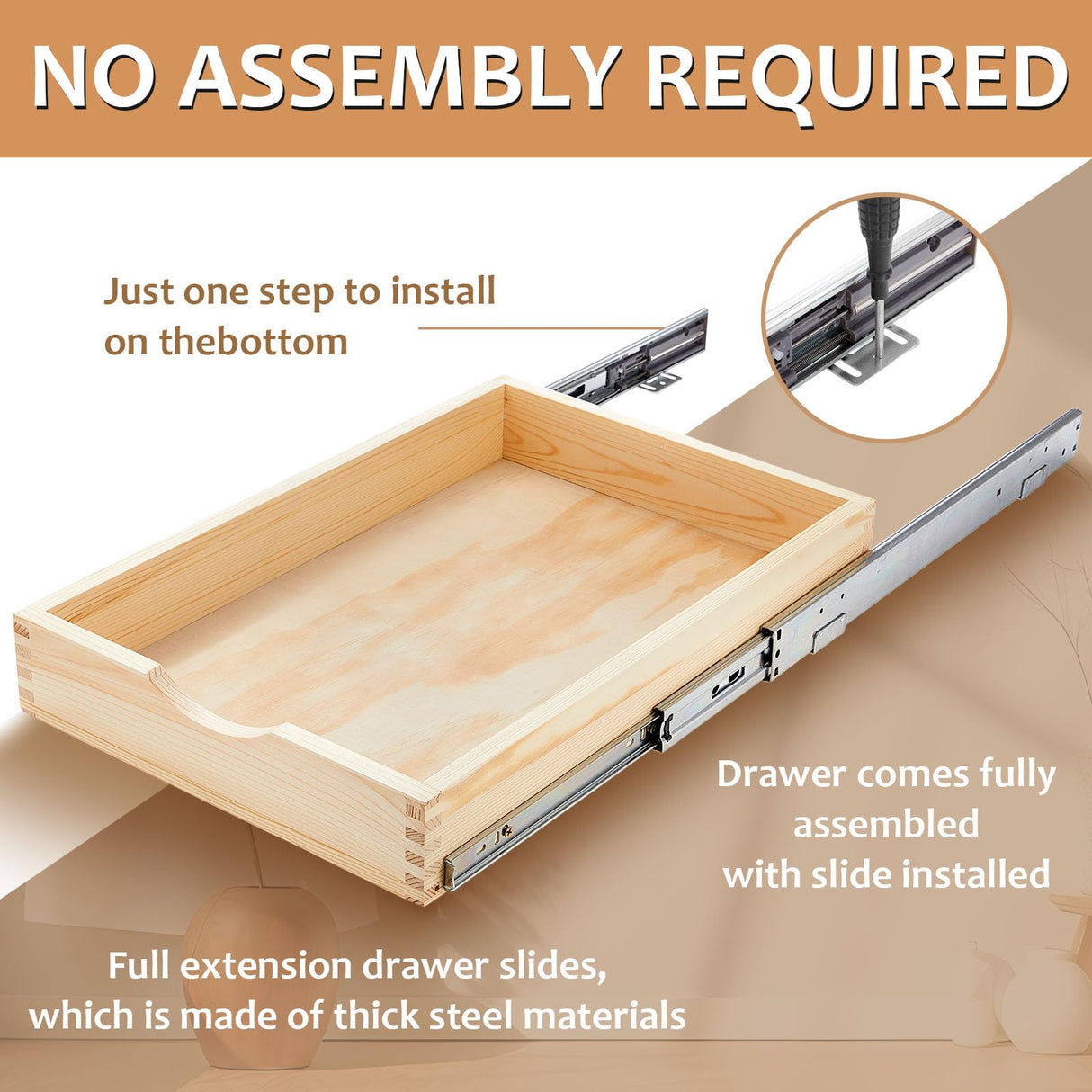 Sintuff 4 Set Wooden Pull out Tray Cabinet Organizer Soft Close Roll out Shelves for Kitchen Cabinets Fully Assembled Slide Pantry Shelves for Kitchen Base Cabinet(15'' x 21'') Sintuff