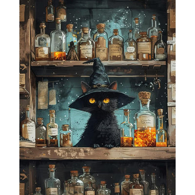 Yezavesu Black Cat Paint by Numbers Kit for Adults Beginner, Magic Adult Paint by Number Kits on Canvas Without Frame, DIY Acrylic Cat Painting by Numbers for Home Wall Decor Gift 16x20 Inch