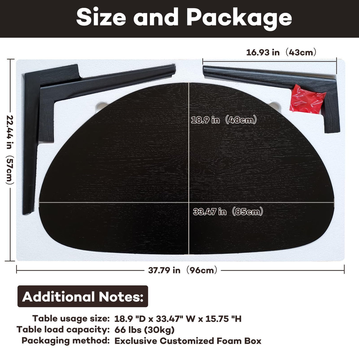 FIRMINANA Small Black Oval Coffee Table for Small Space , Simple Modern Center Table with OAK Wood Legs-Black-18.9" D x 33.47" W x 15.75" H FIRMINANA