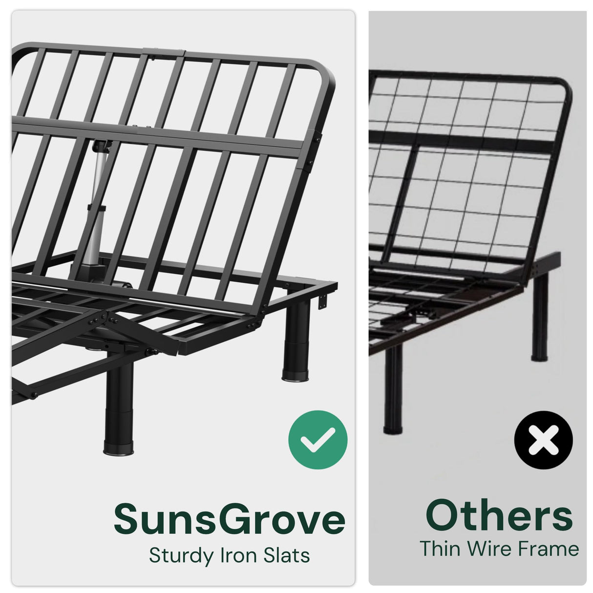 SunsGrove California King Adjustable Bed Frame with Wireless Remote, Zero Gravity, Head & Foot Incline, Anti-Snore, Memory Presets, Quiet Motor, Electric Bed with Adjustable Leg Heights SunsGrove