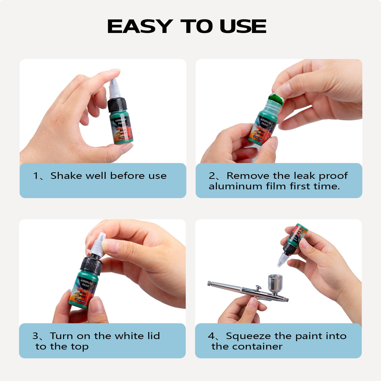 Airbrush Paint - 33 Colors Airbrush Paint Set with 3 Tinner, Plastic & Wood Acrylic Air brush Paint Kit Ready to Spray, Water-Based for Artists Beginners Hobbyist, 0.34 Fl Oz/10ml EKOHERR