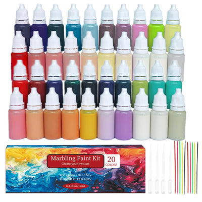 JAJADO 54 Pcs Water Marbling Paint Kit, Water Paint Marbling Ink & Turkish Marble Pattern Acrylic Pouring Floating Paint Art & Crafts Gifts for Christmas, Halloween, Birthday