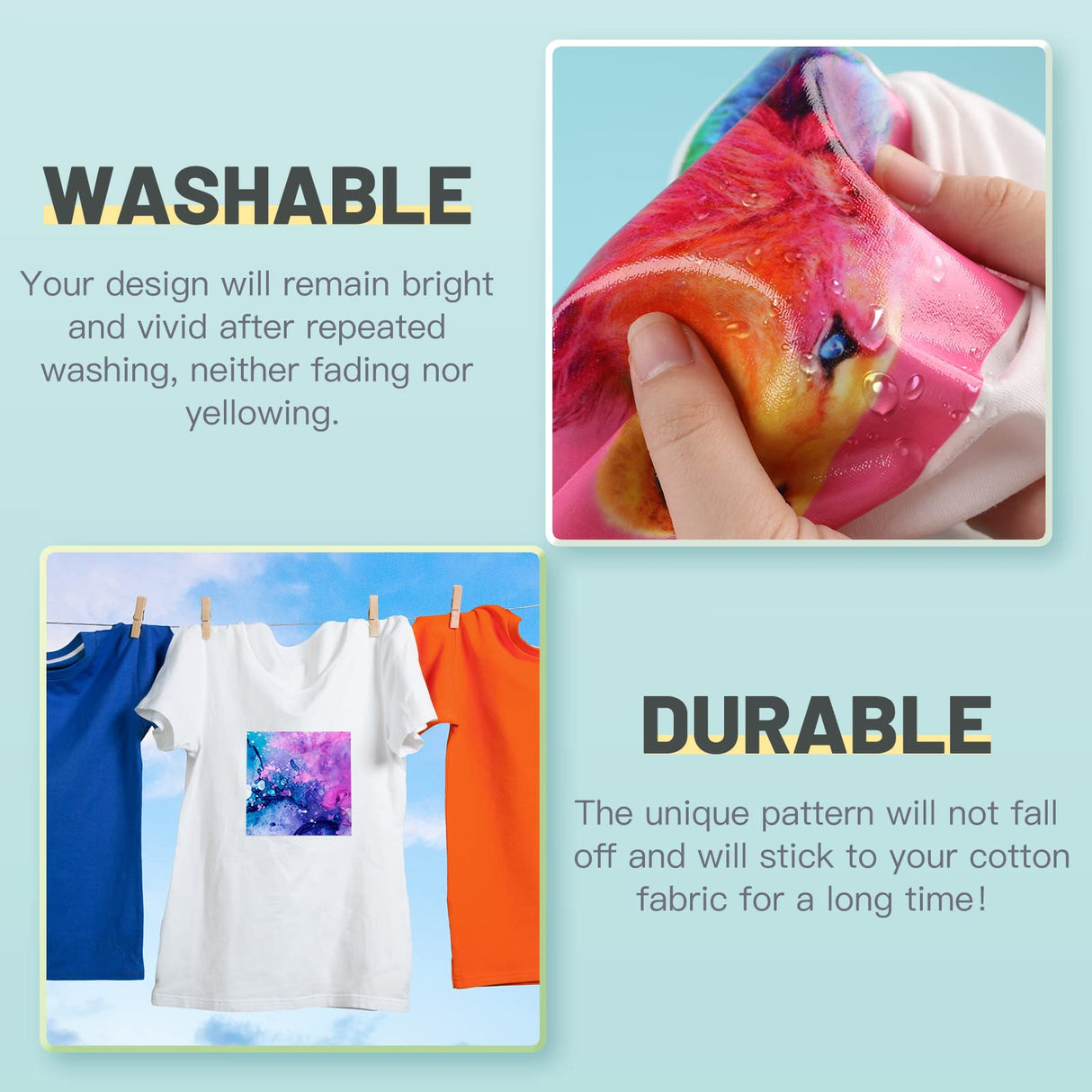 HTVRONT Sublimation Vinyl for Cotton Shirts - 10 Pack 12"x12" Matte Clear HTV Vinyl for Sublimation - Wash Durable Clear Dye Sub HTV HTVRONT