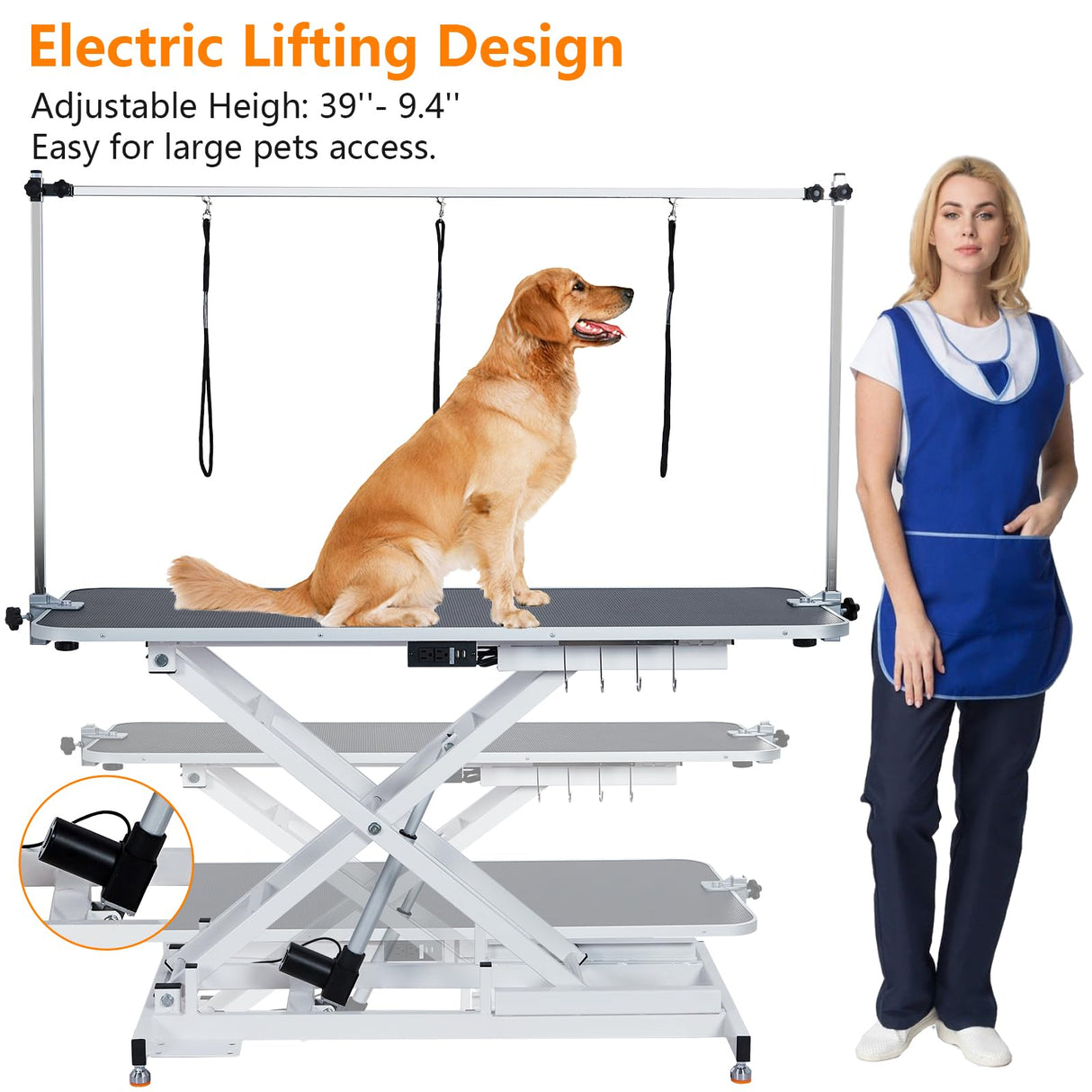 48" Electric Dog Grooming Table with Remote, Capacity Up to 330Lb, Height Adjustable 9" to 40", Grooming Table with Tool Organizer, Large Pet Grooming Station for Pets Bathing Drying Garvee