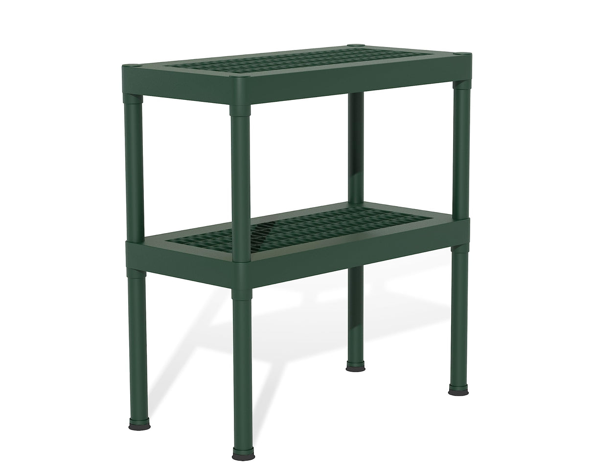 Palram - Canopia Rion 2-Tier Workbench Steel Greenhouse Potting and Nursery Work Table Shelf for Garage, Garden, and Green Houses, Shelves for Plants and Equipment 31.4''x15.7''x33.4'' (Forest Green) Palram