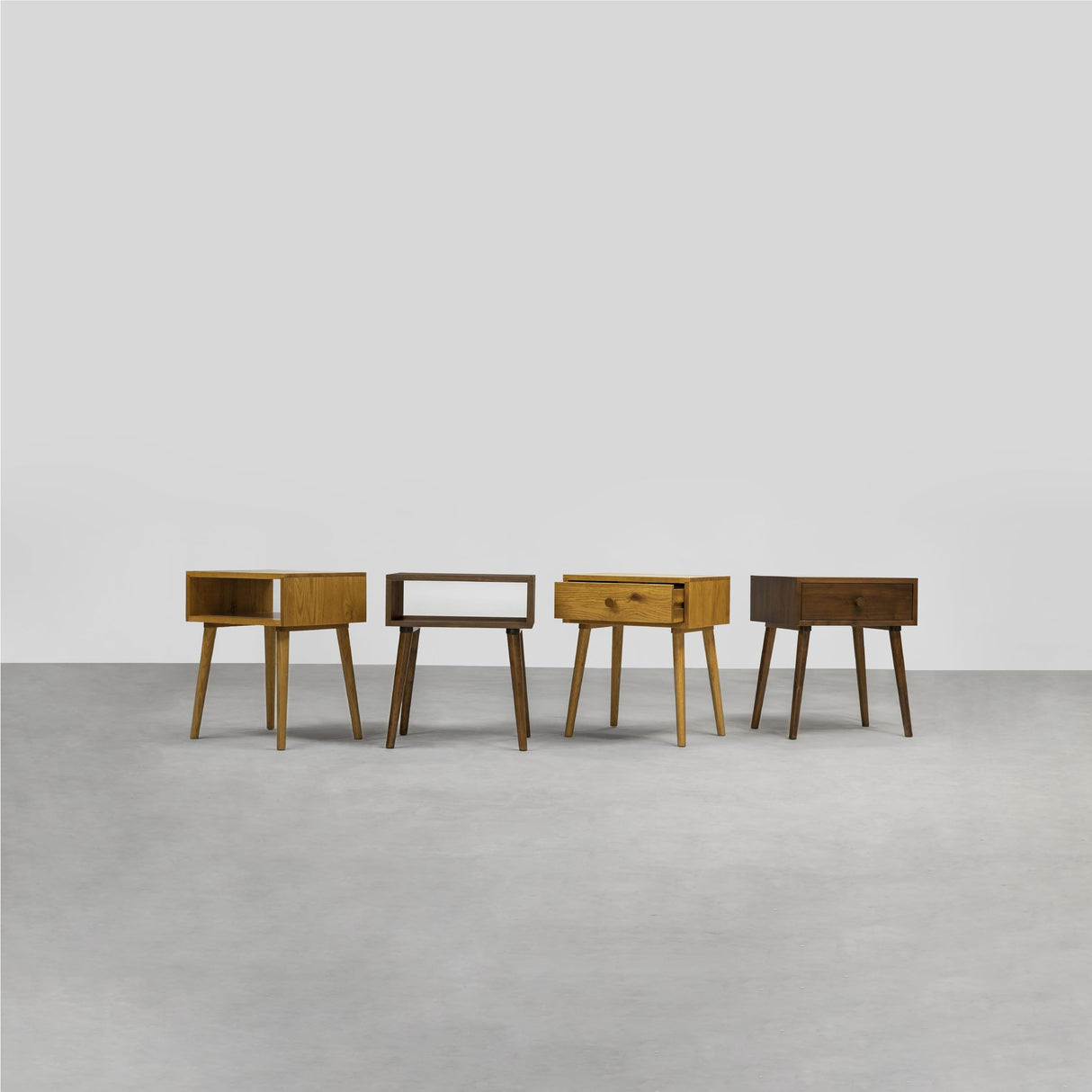 NTC Lux Solid Wood Nightstand with Drawer, Mid Century Modern Side Table Bedroom, Bedside Furniture, Night Stand, End Table, Easy Assembly - Dark Walnut NTC