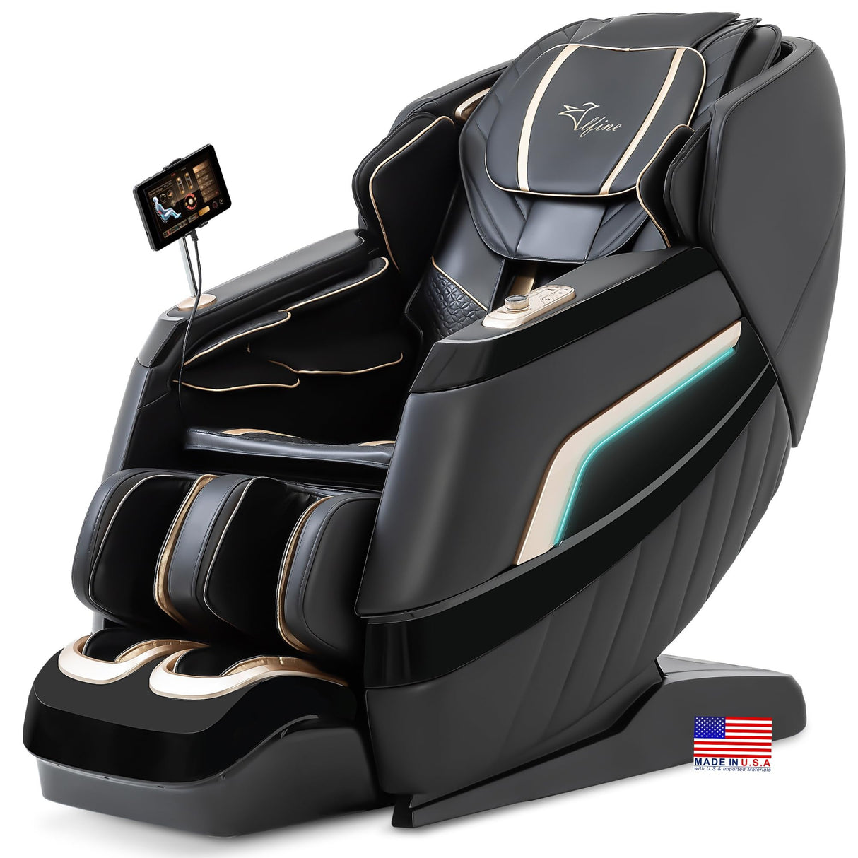 Alfine A66 4D Full Body Massage Chair – Made in The U.S.A. with U.S. & Imported Material, SL Track, Yoga Stretch, Zero Gravity, AI Voice Control, Heating, Automatic Footrest Alfine