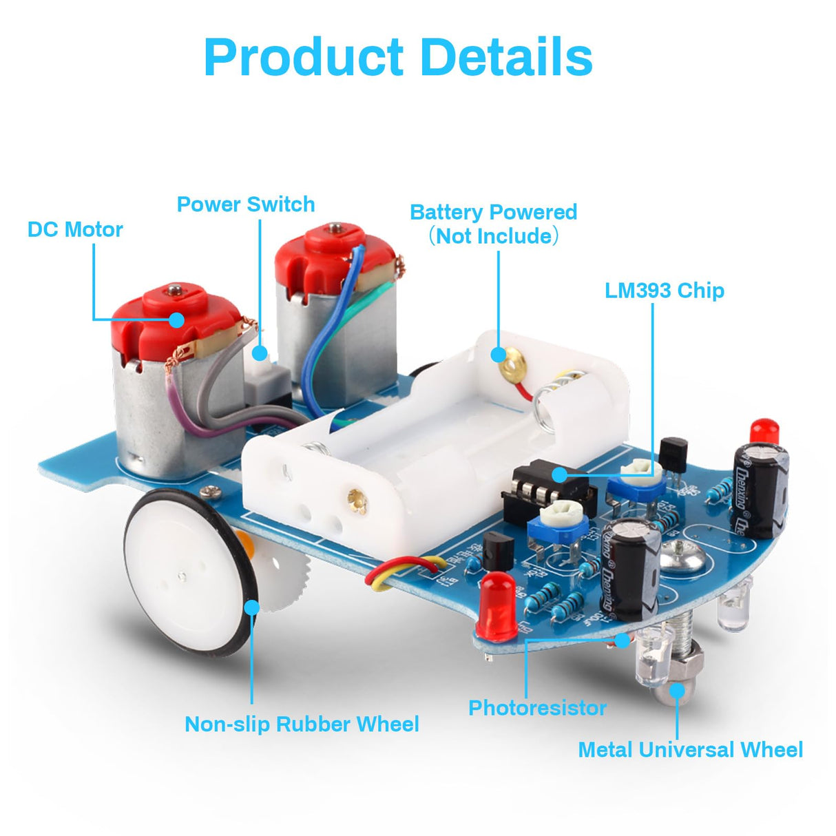MiOYOOW Soldering Practice Kit, Line Following Robot Car Kit Beginners DIY Smart Car Soldering Project Kit for School Competition STEM Education, Learning Electronic Toys for 10+ Years Old Boys Girls MiOYOOW