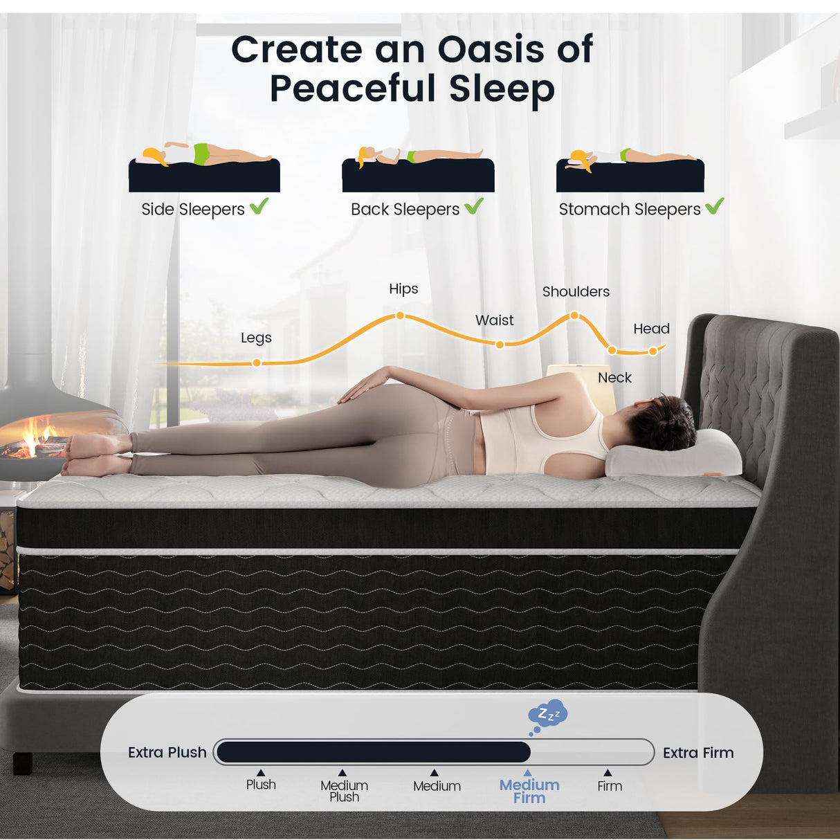 Ruoysun Full Size Mattress, 10 inch Full Size Mattress in a Box, Cooling and Breathable Medium Firm Full Hybrid Mattresses with Gel Memory Foam and Pocket Springs, CertiPUR-US Certified Ruoysun