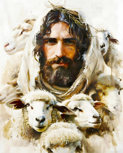 ZUVRDIAI Religion Paint by Numbers Kit for Adults Beginner Jesus Christ Sheep Digital Oil Painting Canvas Painting by Number Set for Gifts Wall Decor 16x20 Inch, Unframed