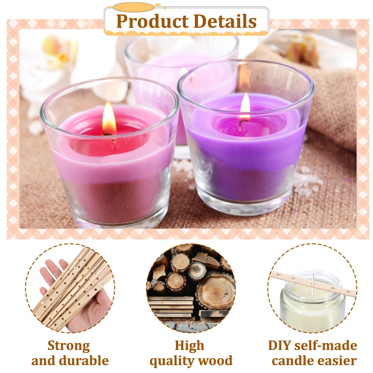 100pcs Wooden Wick Holders Candle Wick Bars Candle Centering Sticks for Candles Making Device Wax Stick Clips Centering Tools Wicks Holders for Large & Multiwick Candles QfwdfcTrenz