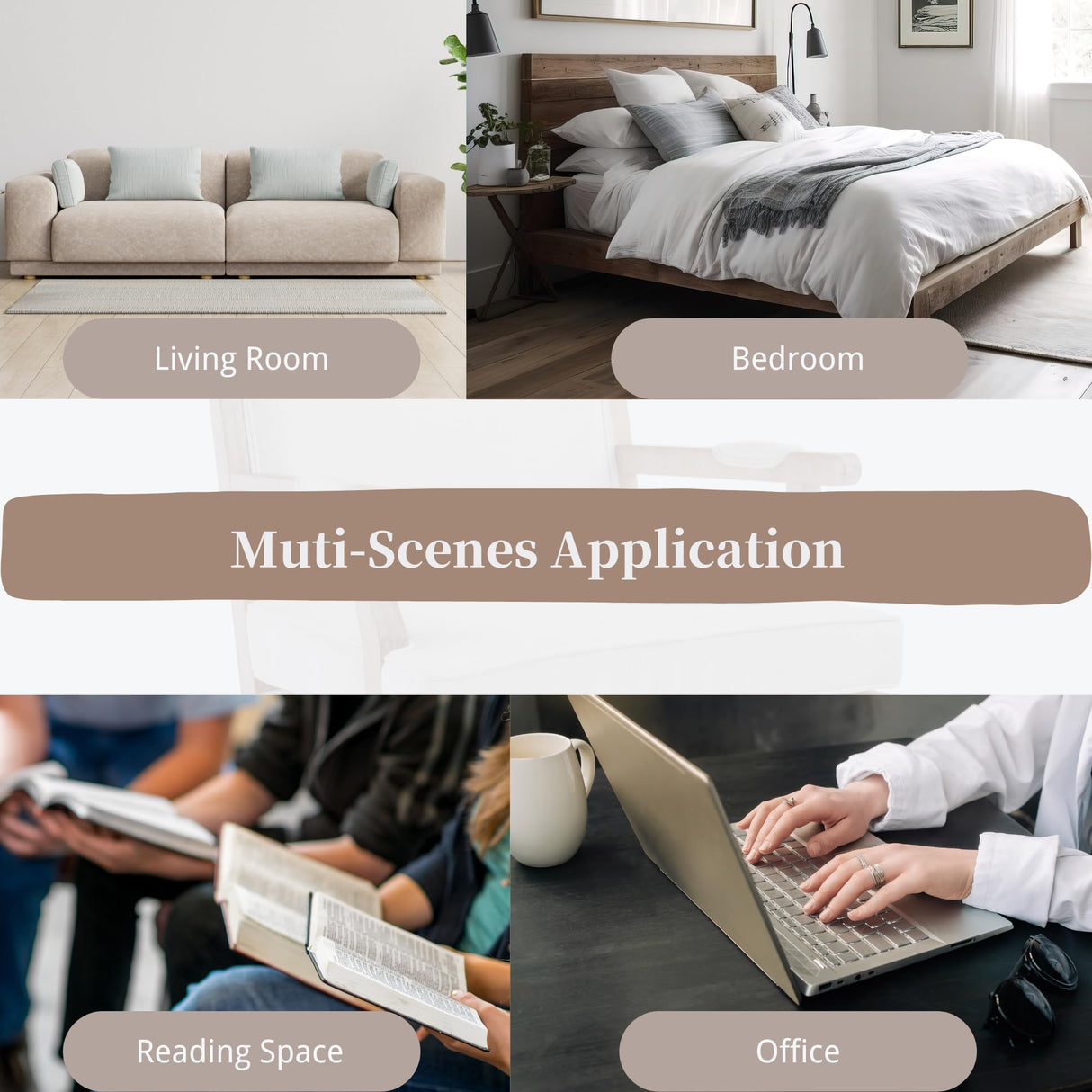 chairus Farmhouse Linen Accent Chair for Living Room, Upholstered Reading Chair with Solid Wood Frame Lounge Arm Chair with High Back for Bedroom, Reception Room, Waiting Room, Beige chairus